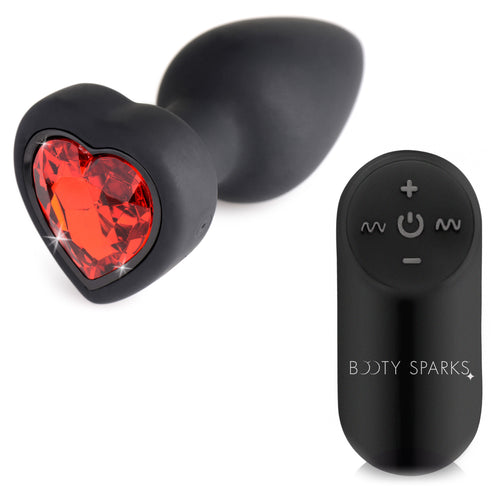Booty Sparks 28X Vibrating Silicone Red Heart Anal Plug - Small Red