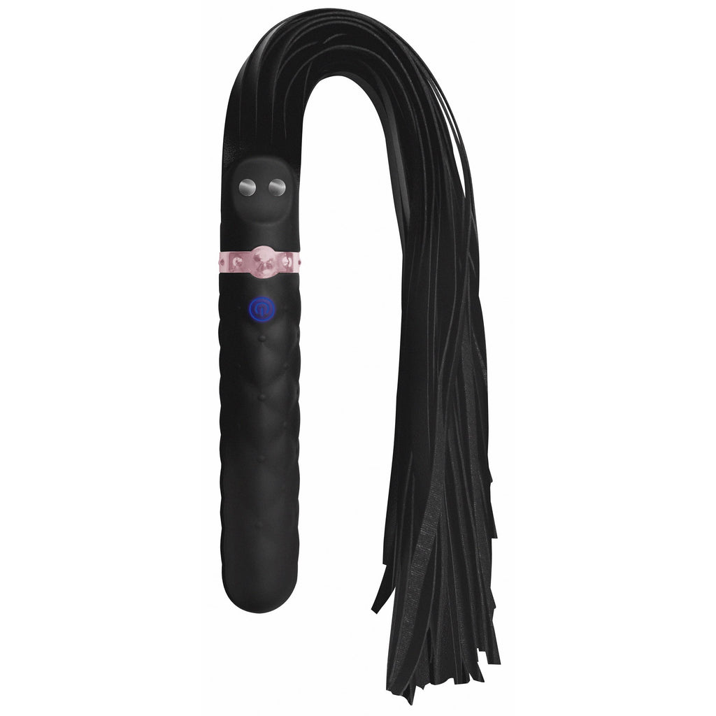 Master Series 9X Vibrating Silicone Dildo Flogger Black