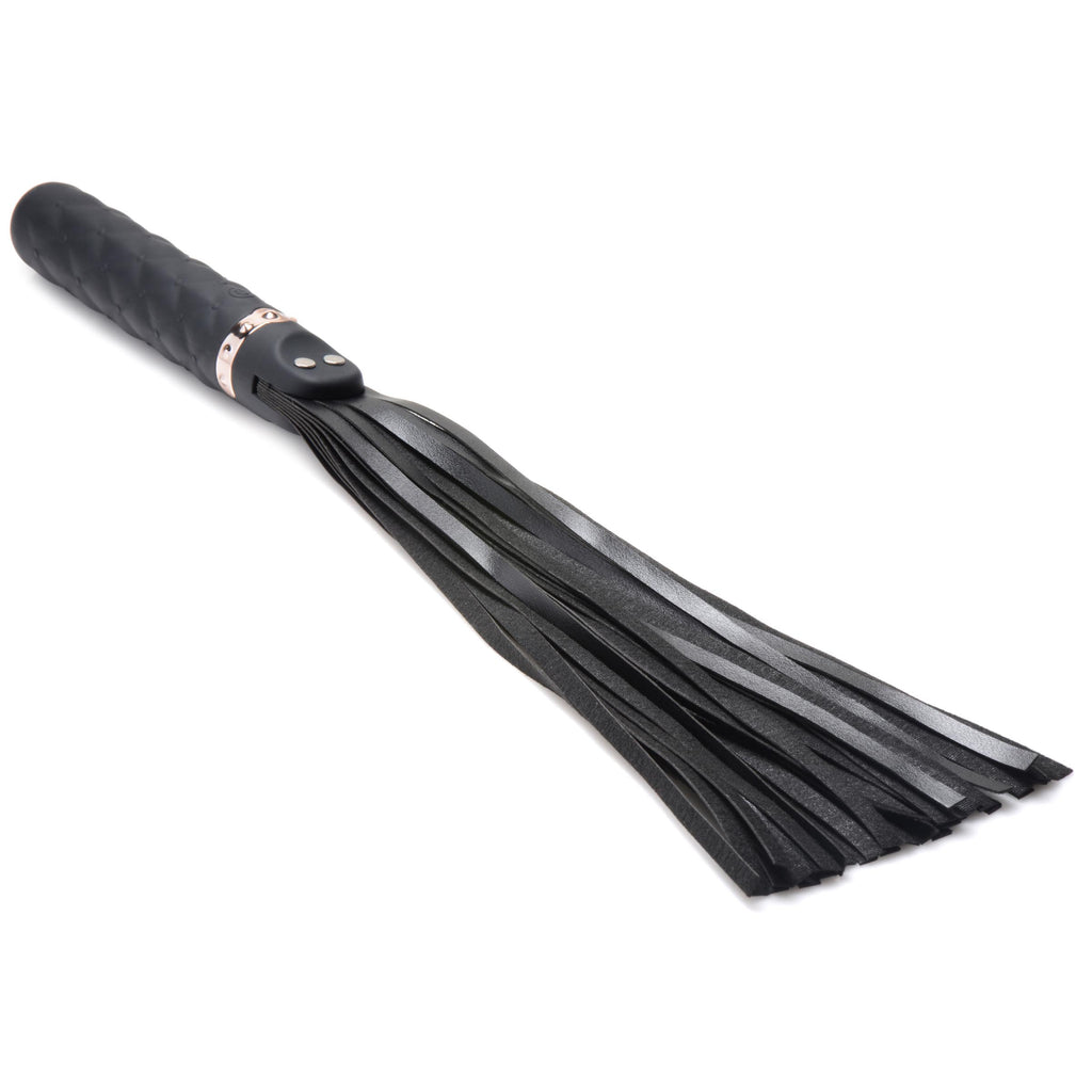Master Series 9X Vibrating Silicone Dildo Flogger Black