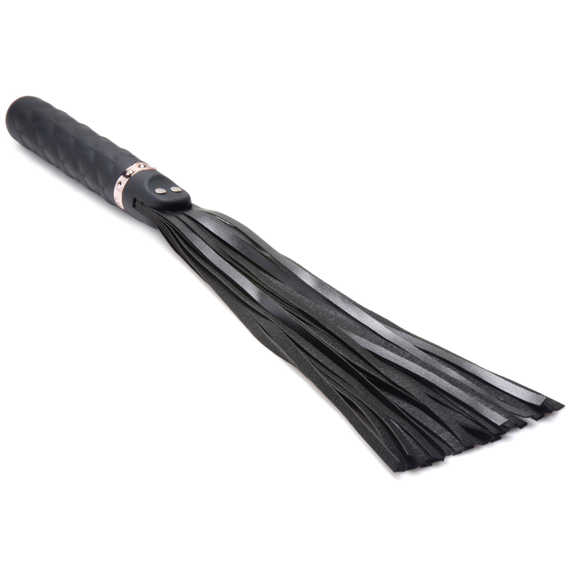 Master Series 9X Vibrating Silicone Dildo Flogger Black