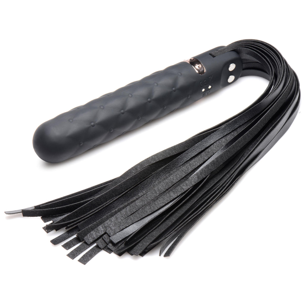 Master Series 9X Vibrating Silicone Dildo Flogger Black