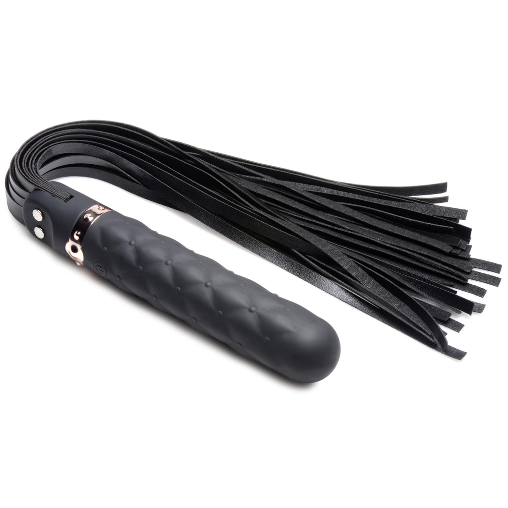 Master Series 9X Vibrating Silicone Dildo Flogger Black