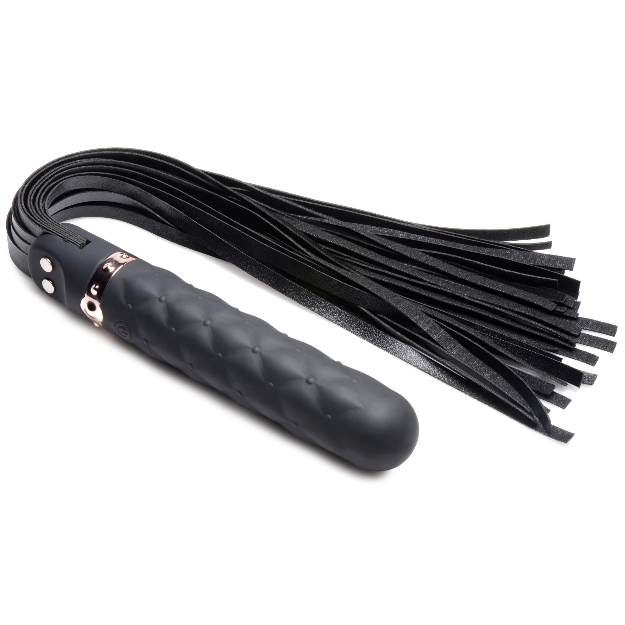 Master Series 9X Vibrating Silicone Dildo Flogger Black