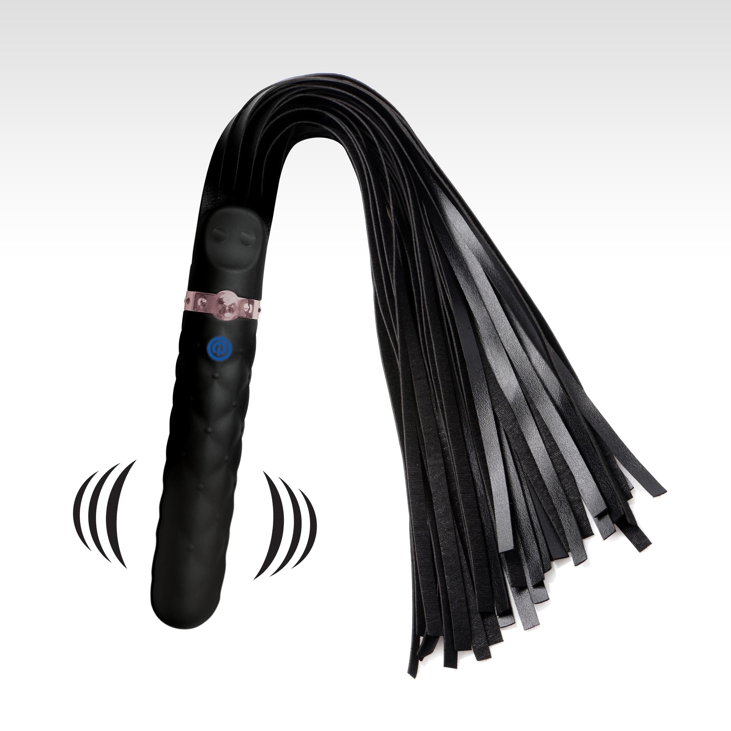 Master Series 9X Vibrating Silicone Dildo Flogger Black