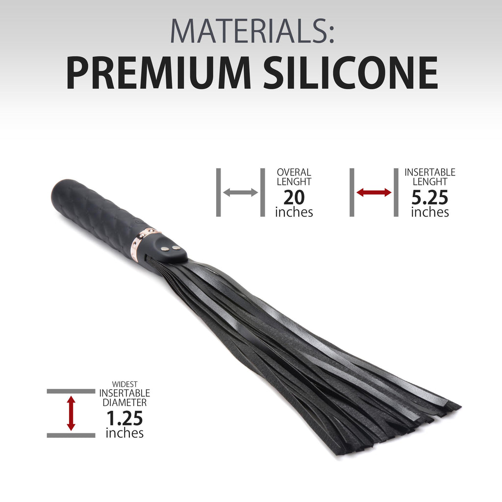 Master Series 9X Vibrating Silicone Dildo Flogger Black