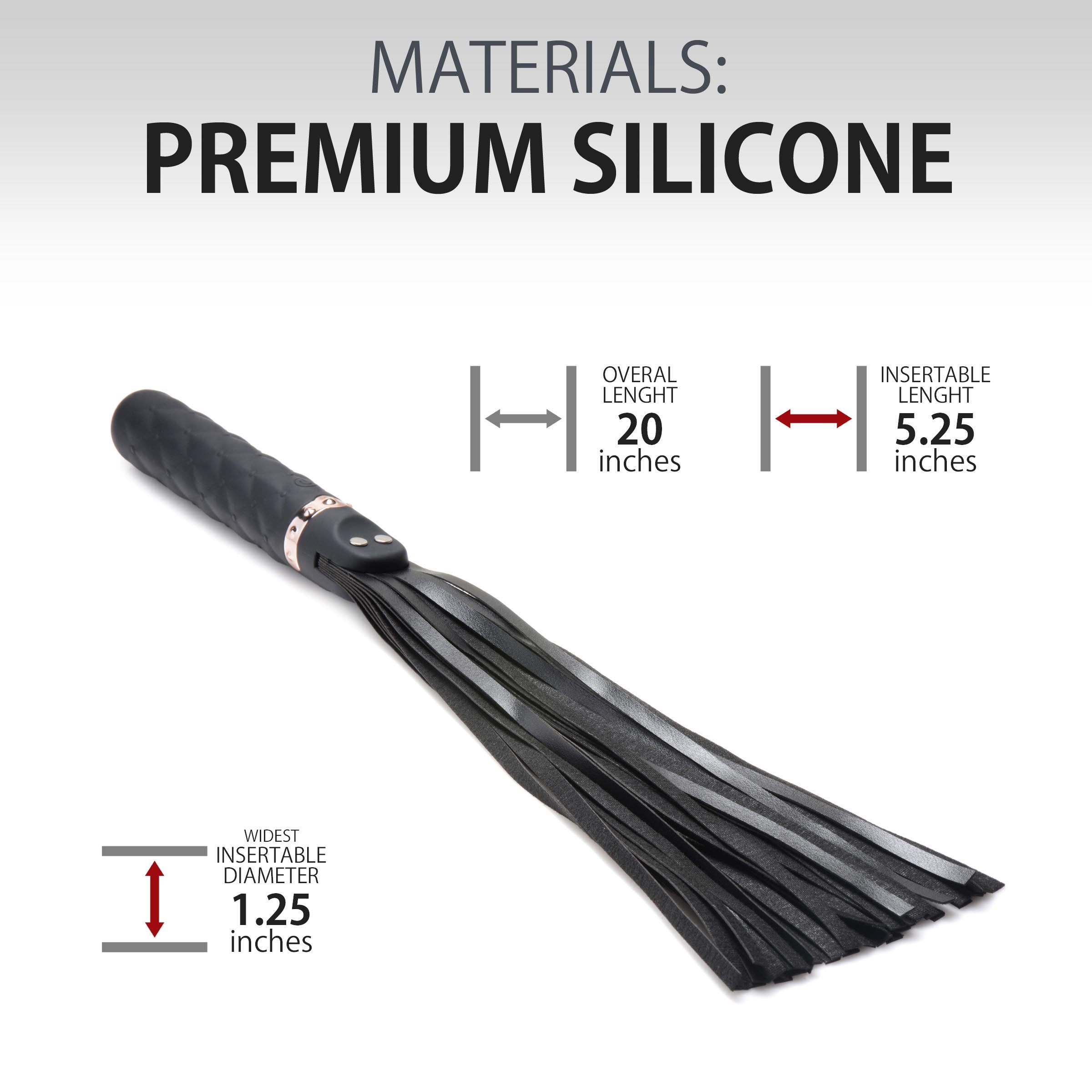 Master Series 9X Vibrating Silicone Dildo Flogger Black