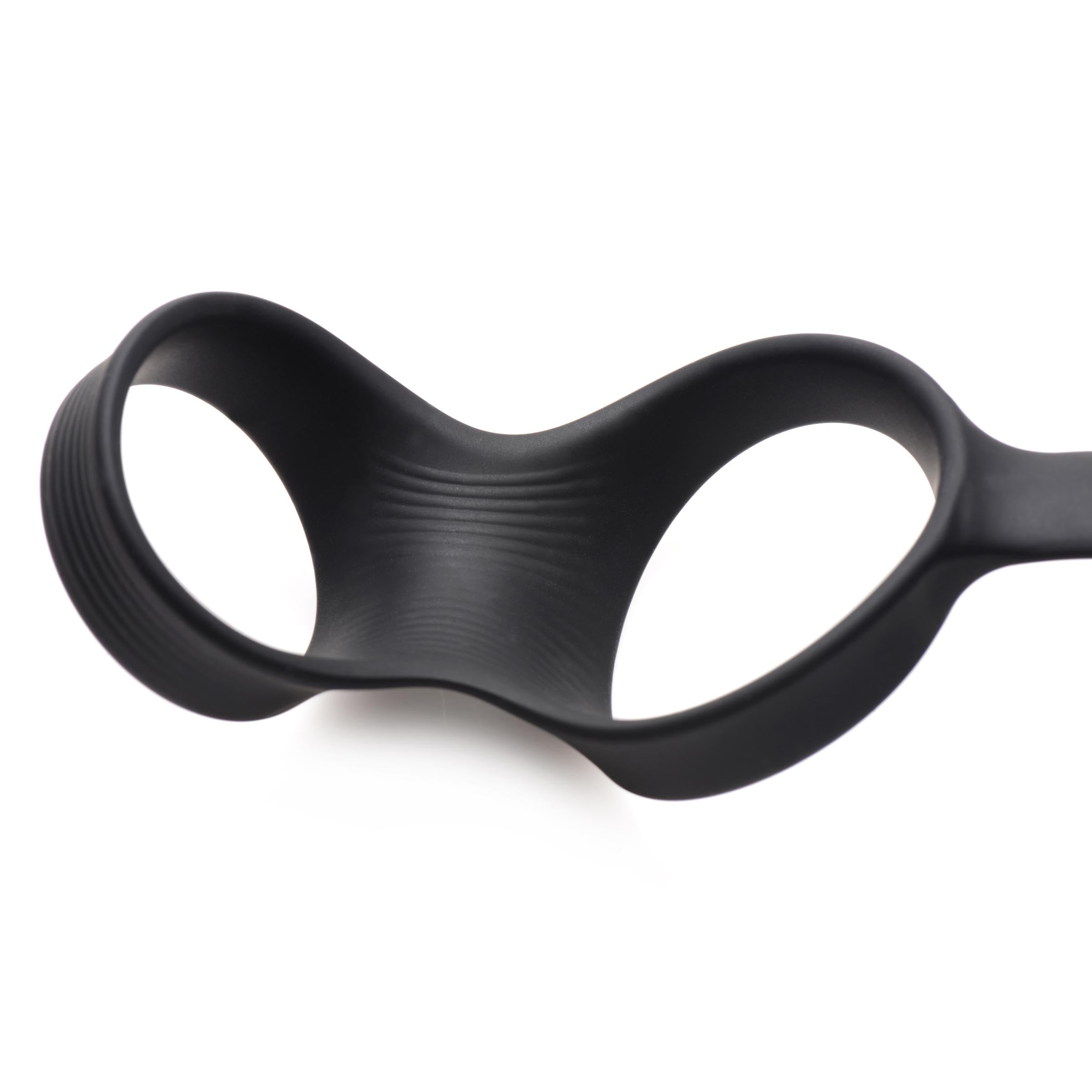 Swell 10X Inflatable and Vibrating Prostate Plug with Cock and Ball Ring Black