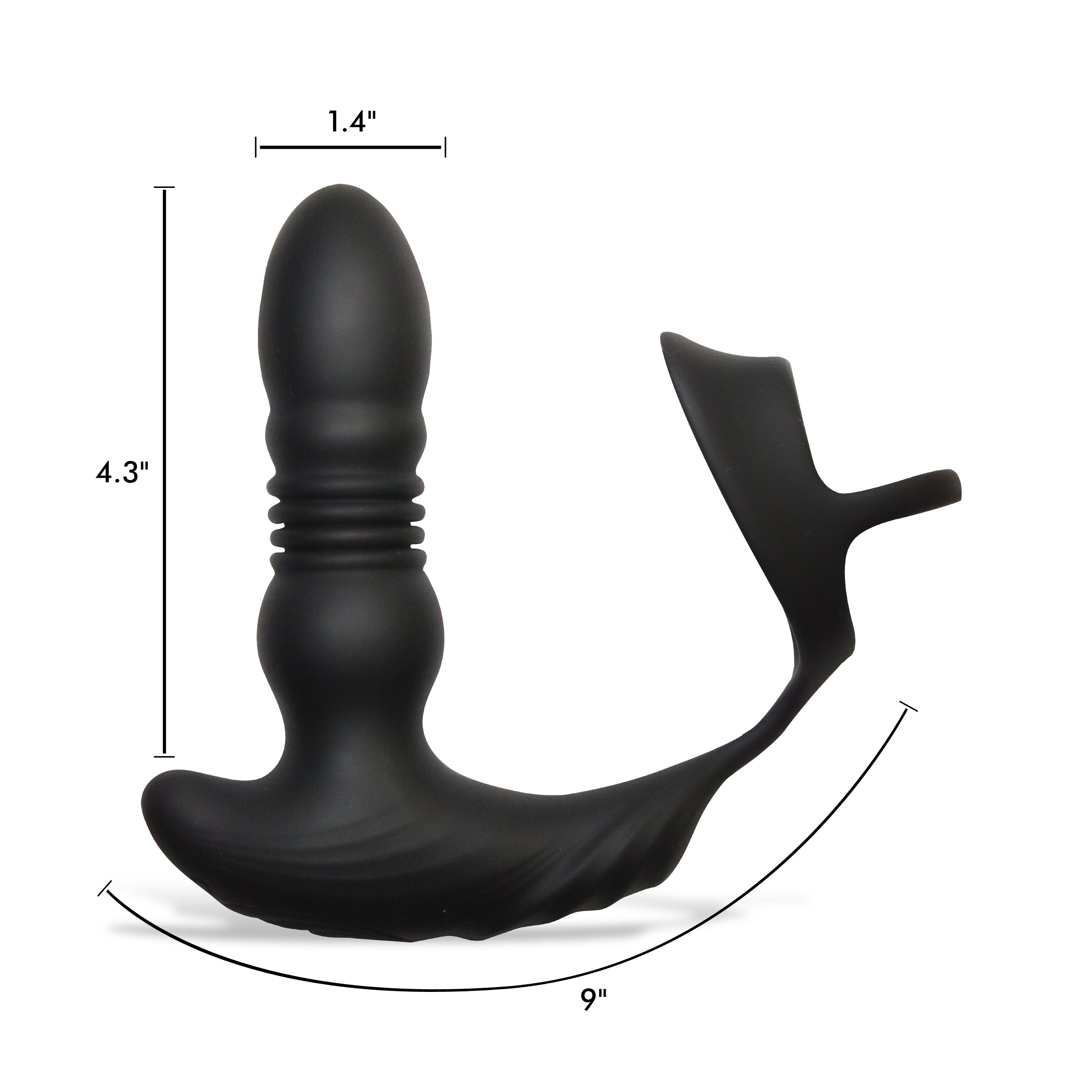 Thunderplugs Thrusting Vibrator with Cock and Ball Ring and Remote Black