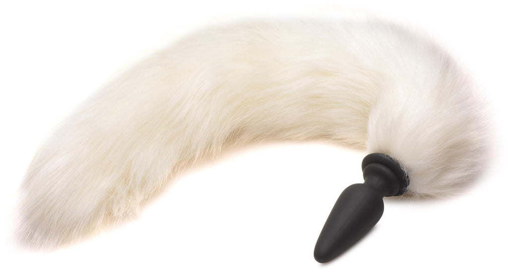 Tailz Small Anal Plug with Interchangeable Fox Tail - Black and White White