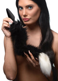 Tailz Large Anal Plug with Interchangeable Fox Tail - Black and White Black