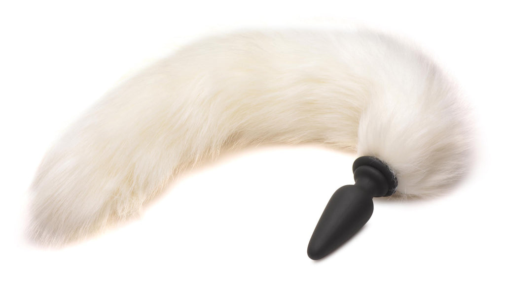 Tailz Large Anal Plug with Interchangeable Fox Tail - Black and White White