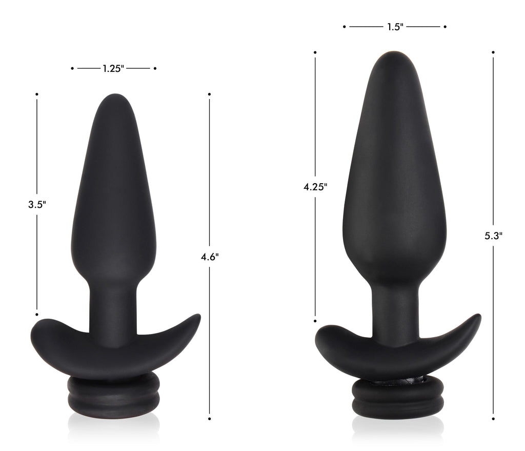 Tailz Small Vibrating Anal Plug with Interchangeable Fox Tail - Black and White Black