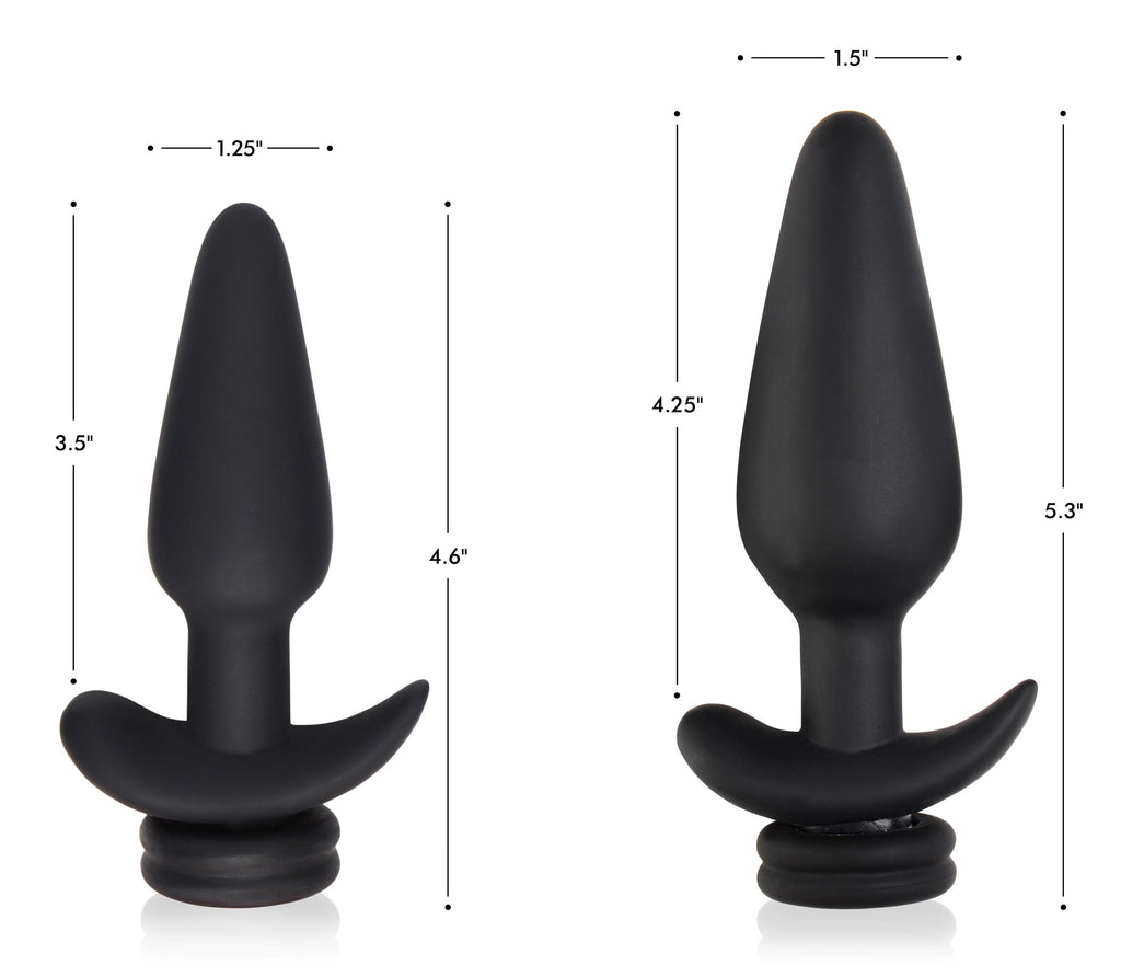 Tailz Small Vibrating Anal Plug with Interchangeable Fox Tail - Black and White White