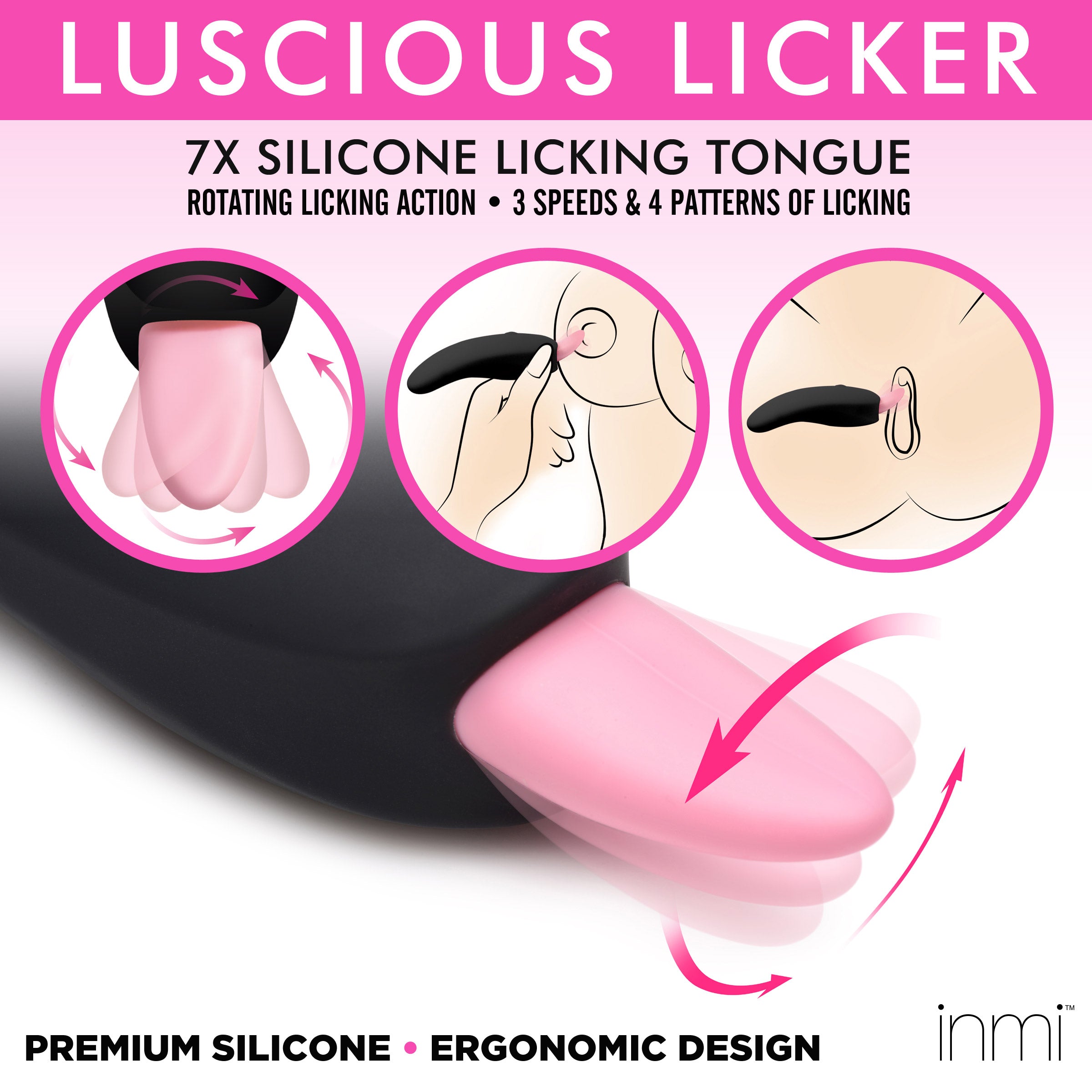Inmi Luscious Licker 7X Silicone Licking Tongue Black