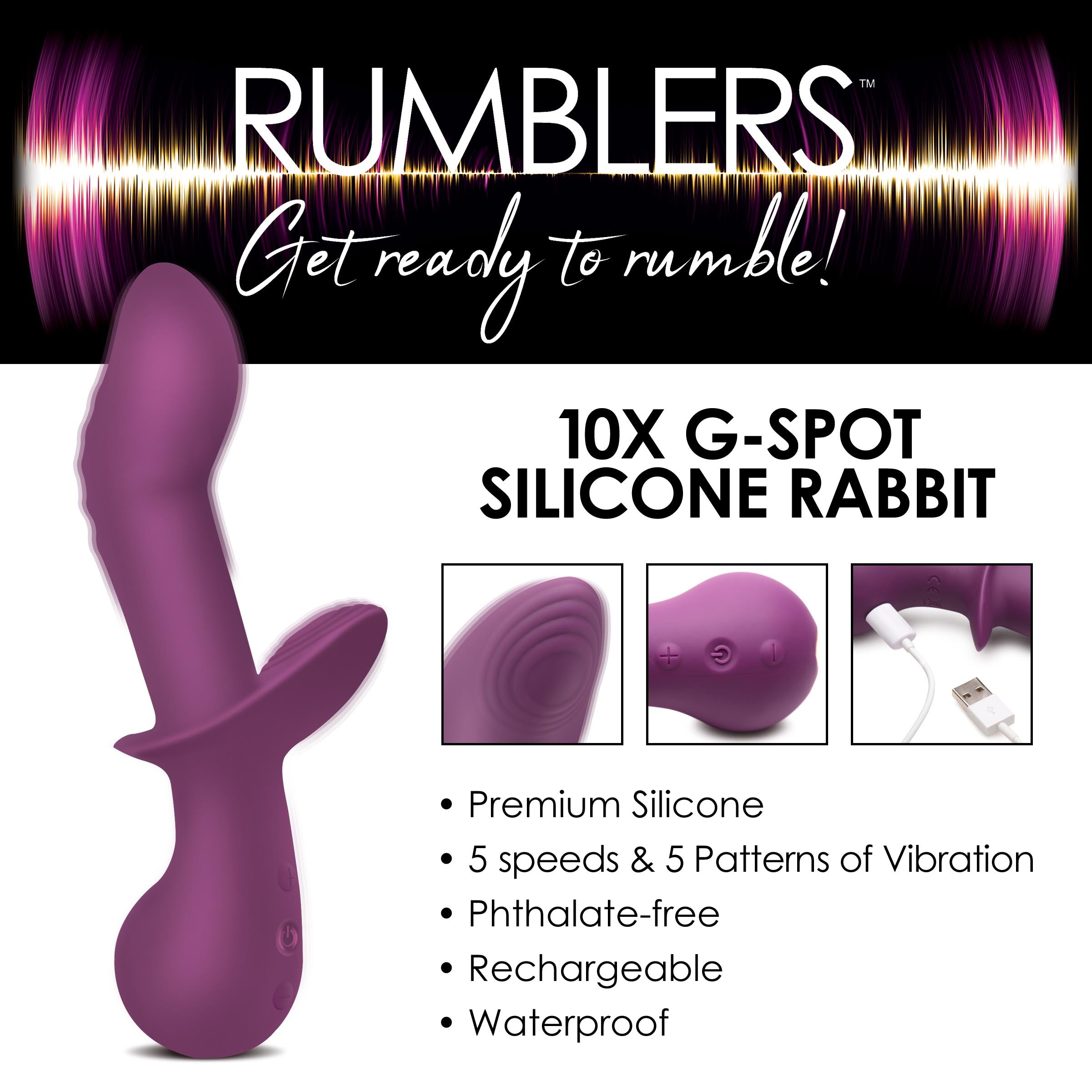 Rumblers 10X G-Spot Silicone Vibrator Purple