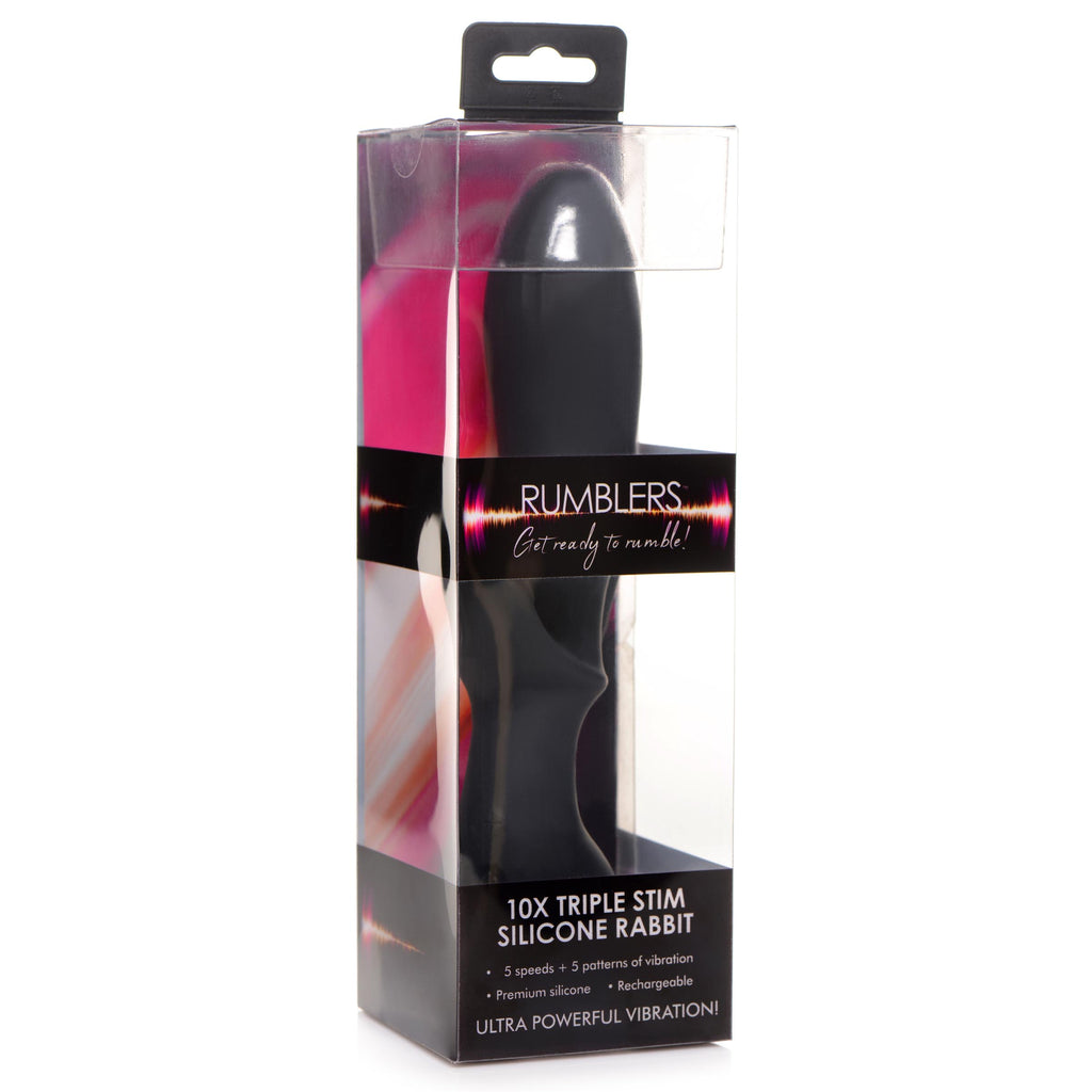 Rumblers 10X Triple Stim Silicone Vibrator Black