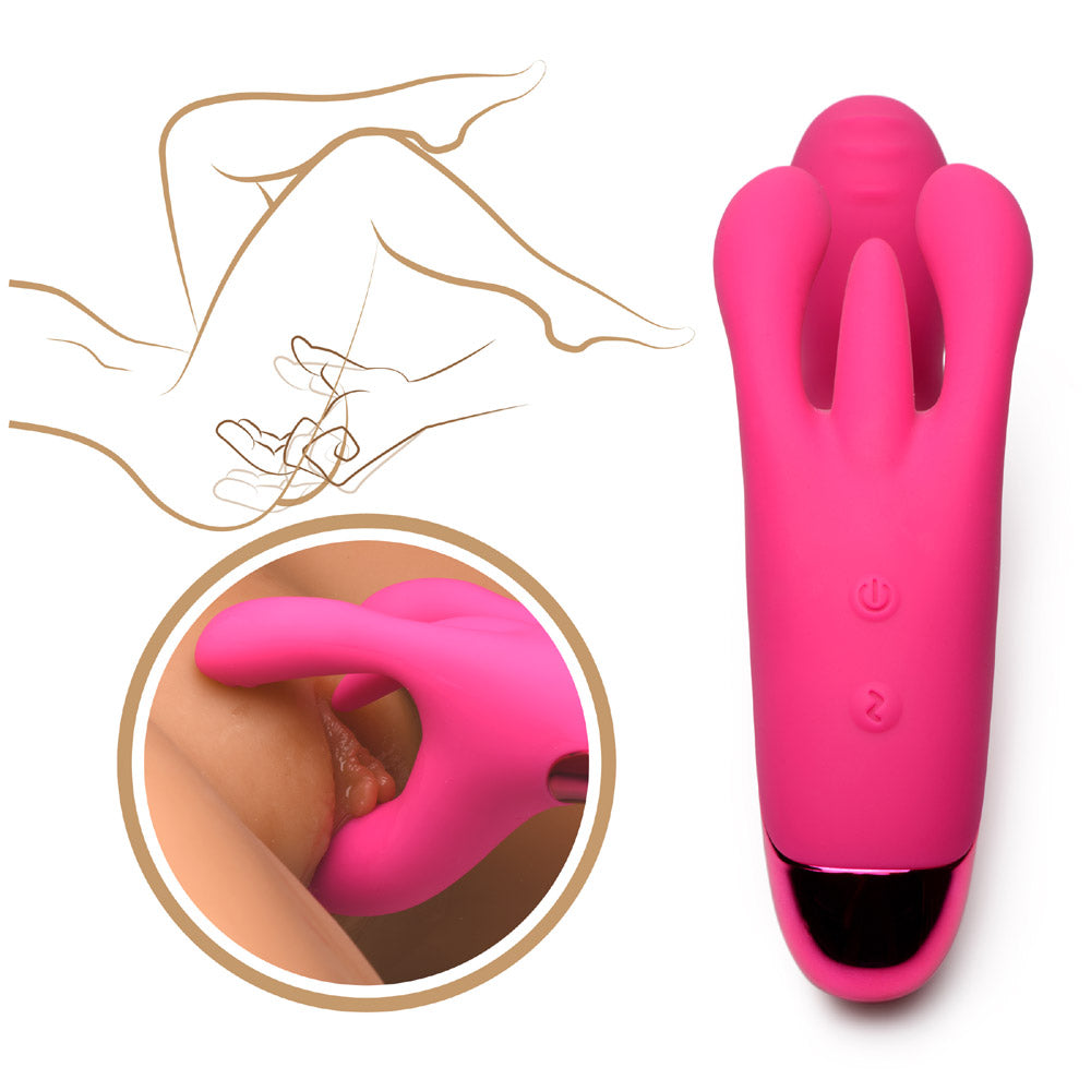Bang! 10X Triple Rabbit Silicone Vibrator - Pink Pink