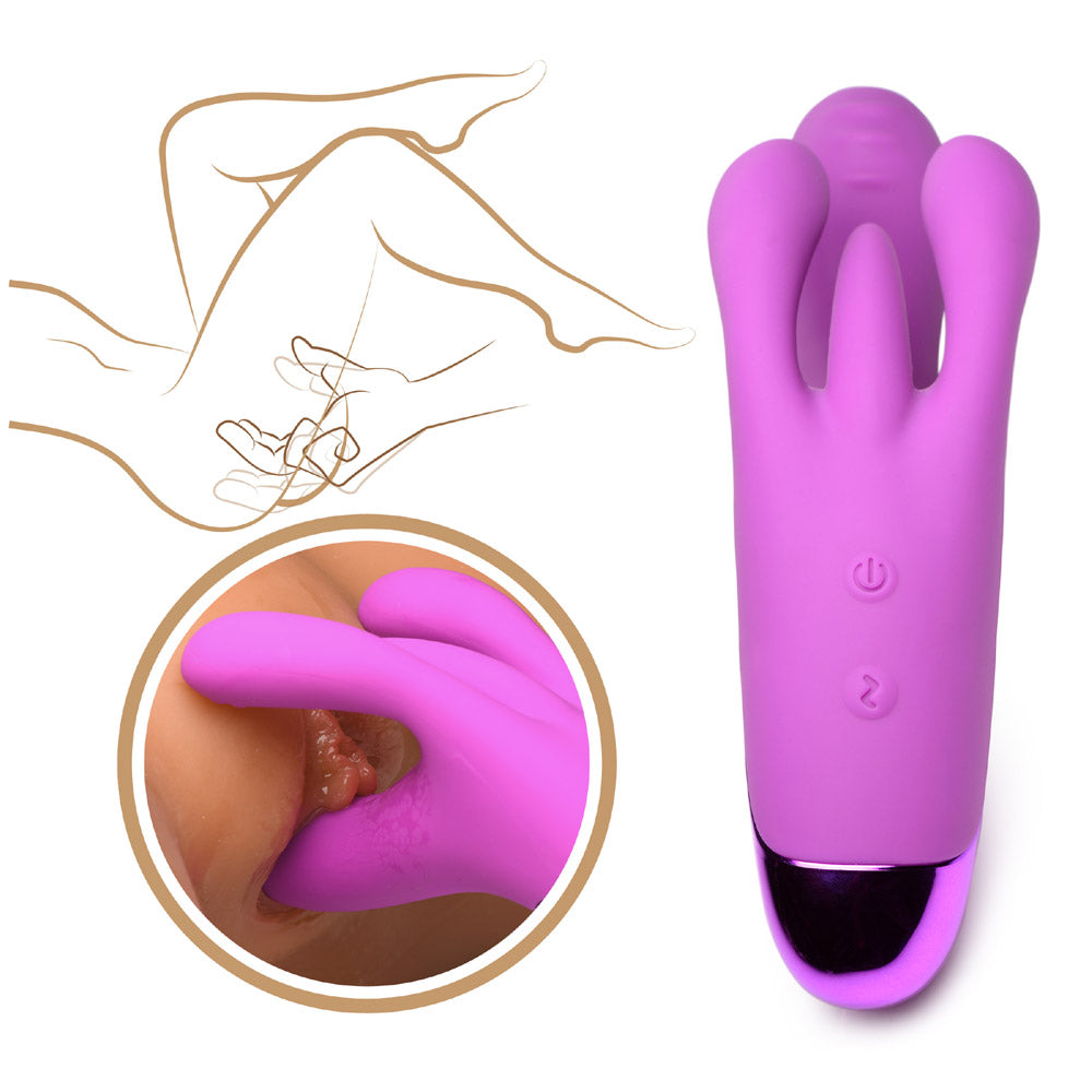 Bang! 10X Triple Rabbit Silicone Vibrator - Pink Purple