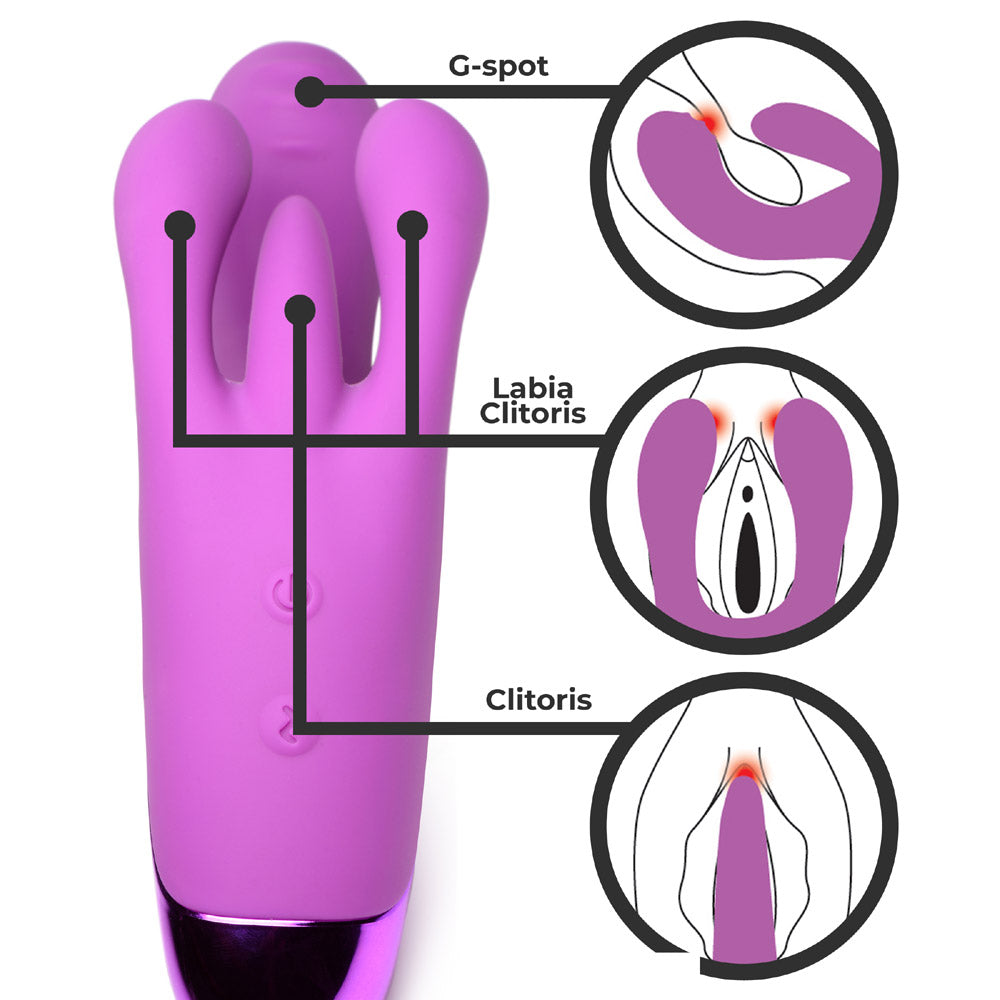 Bang! 10X Triple Rabbit Silicone Vibrator - Pink Purple