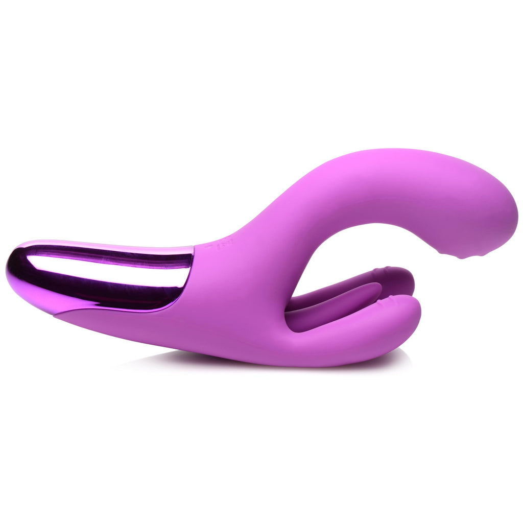 Bang! 10X Triple Rabbit Silicone Vibrator - Pink Purple
