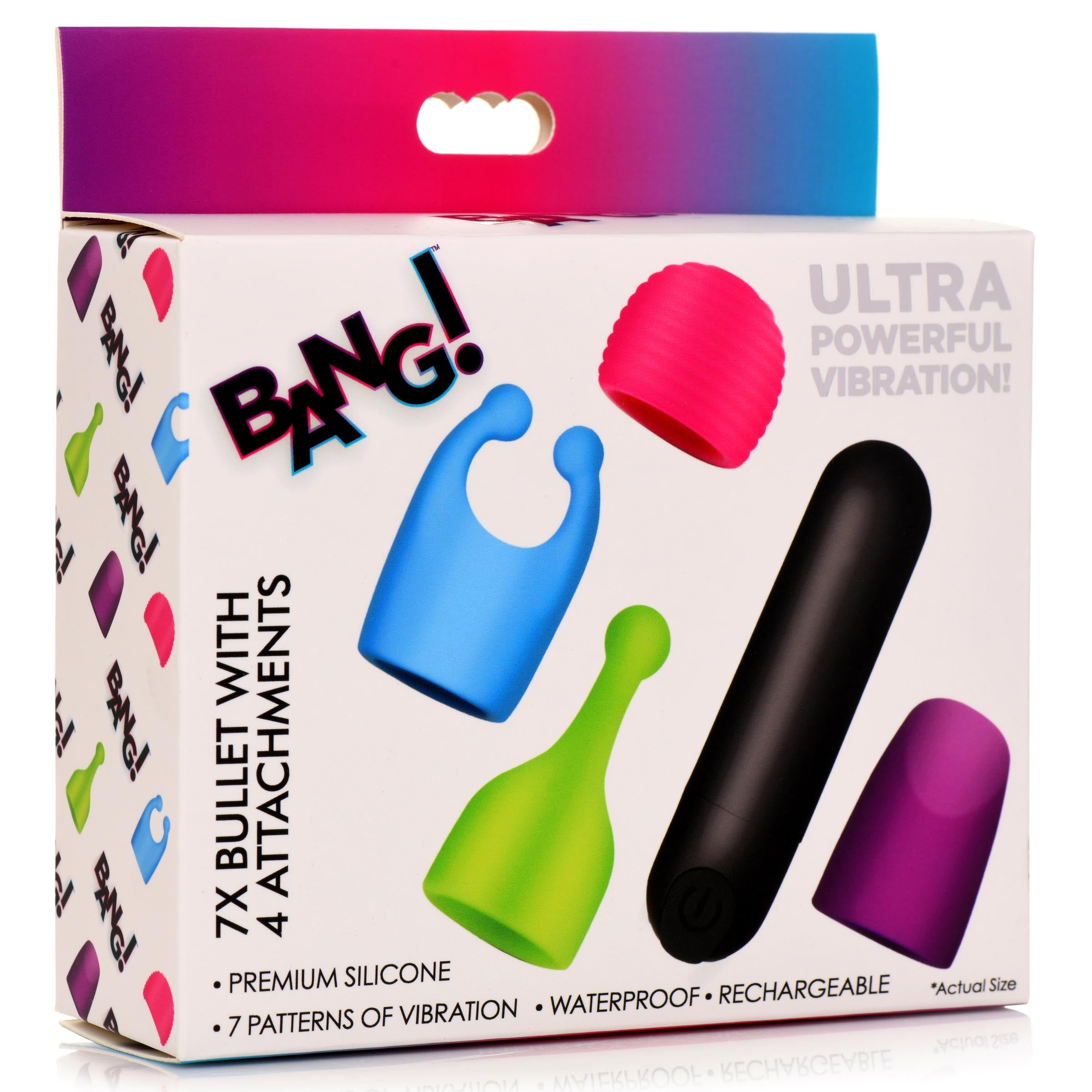 Bang! 7X Rechargeable Bullet with 4 Attachments Multi