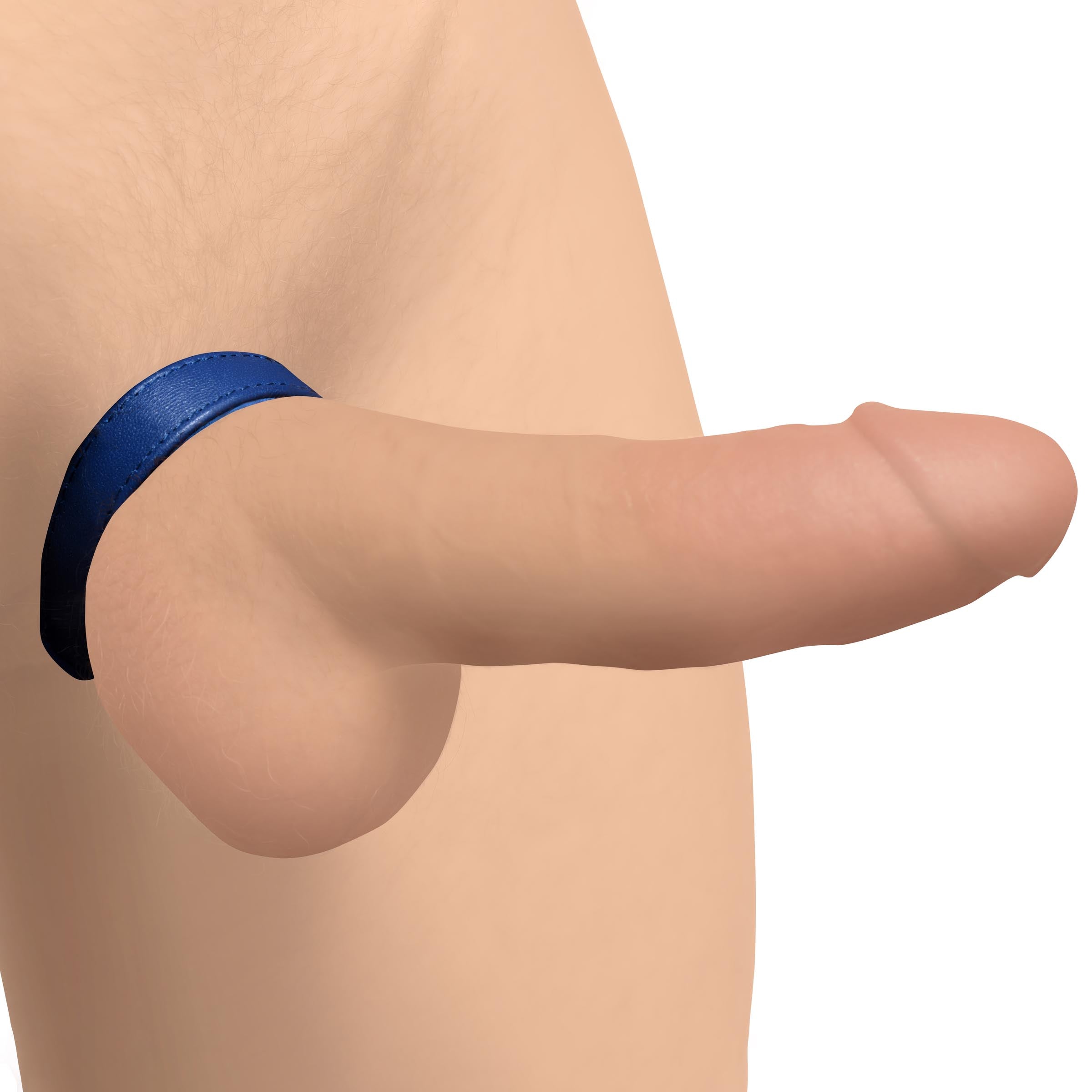 Strict Leather Velcro Leather Cock Ring - Blue Blue