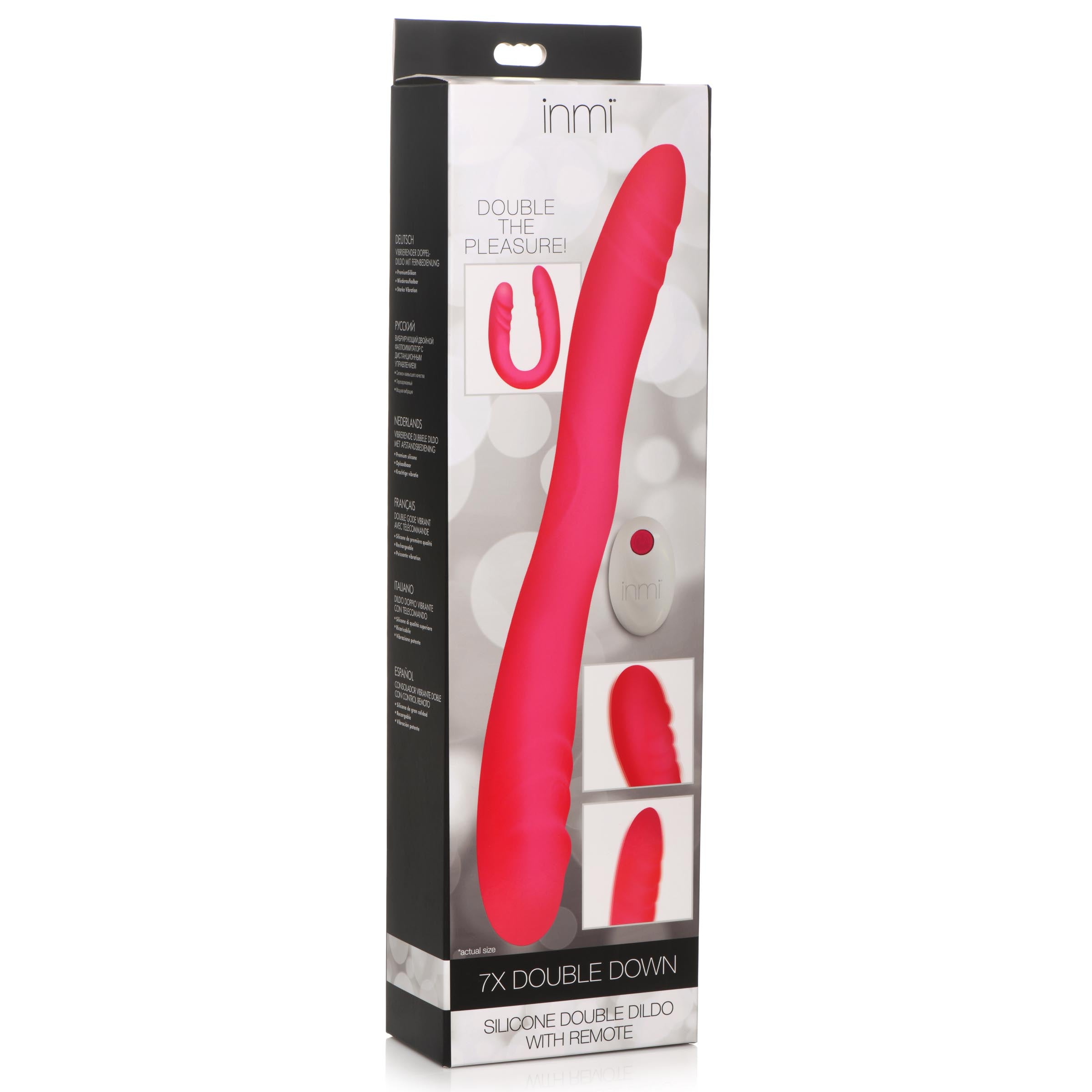 Inmi 7X Double Down Silicone Double Dildo with Remote Pink