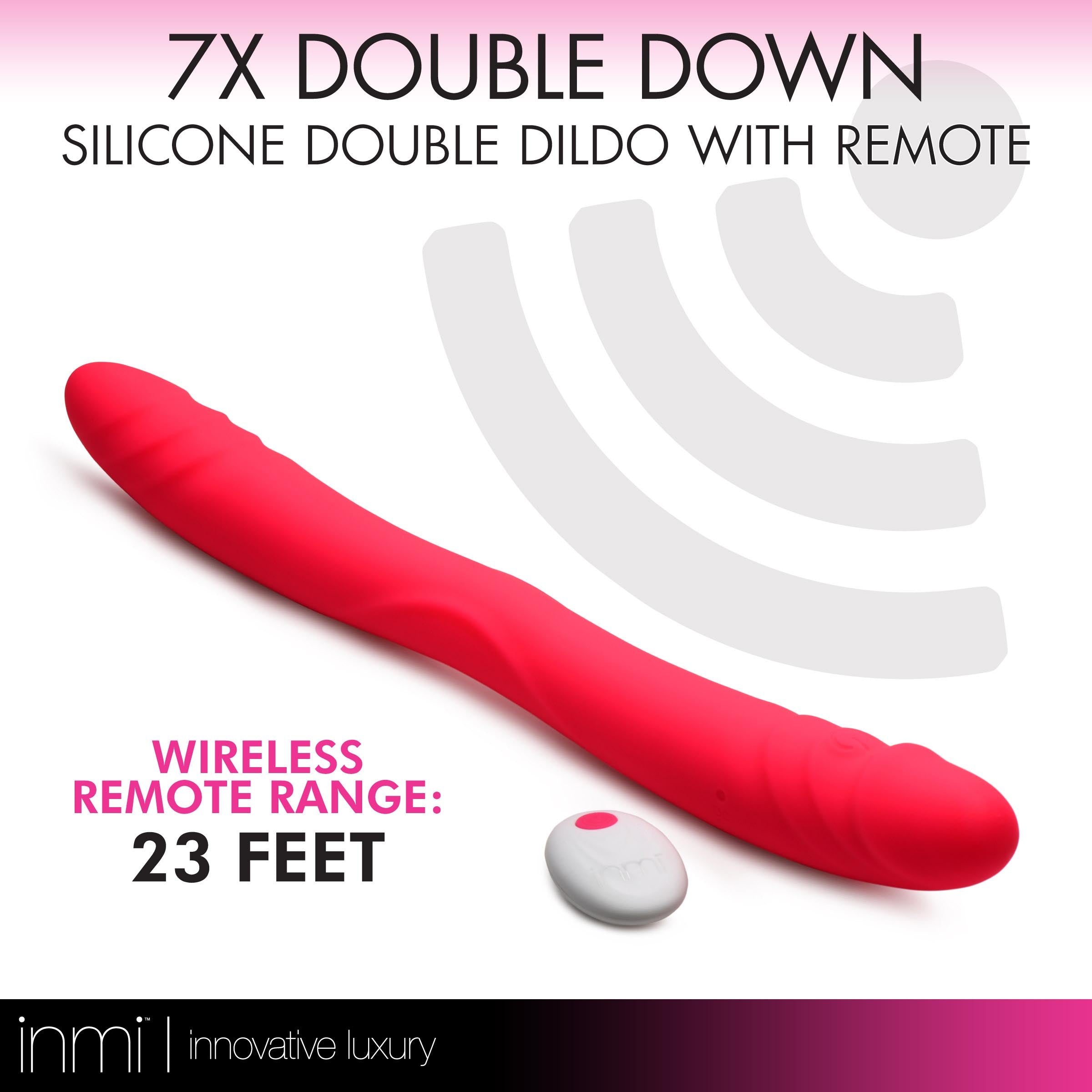Inmi 7X Double Down Silicone Double Dildo with Remote Pink