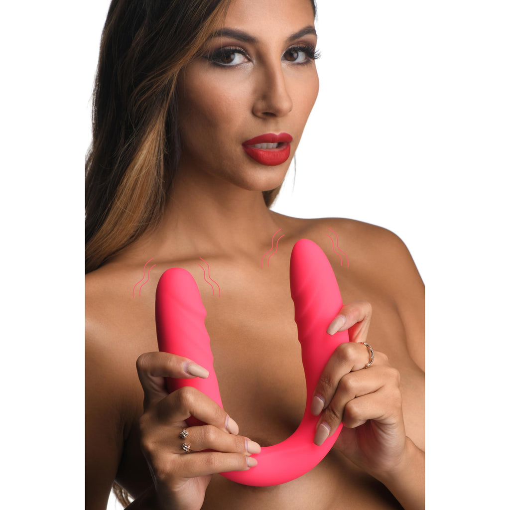 Inmi 7X Double Down Silicone Double Dildo with Remote Pink