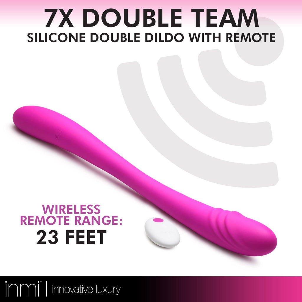 Inmi 7X Double Team Silicone Double Dildo with Remote Purple