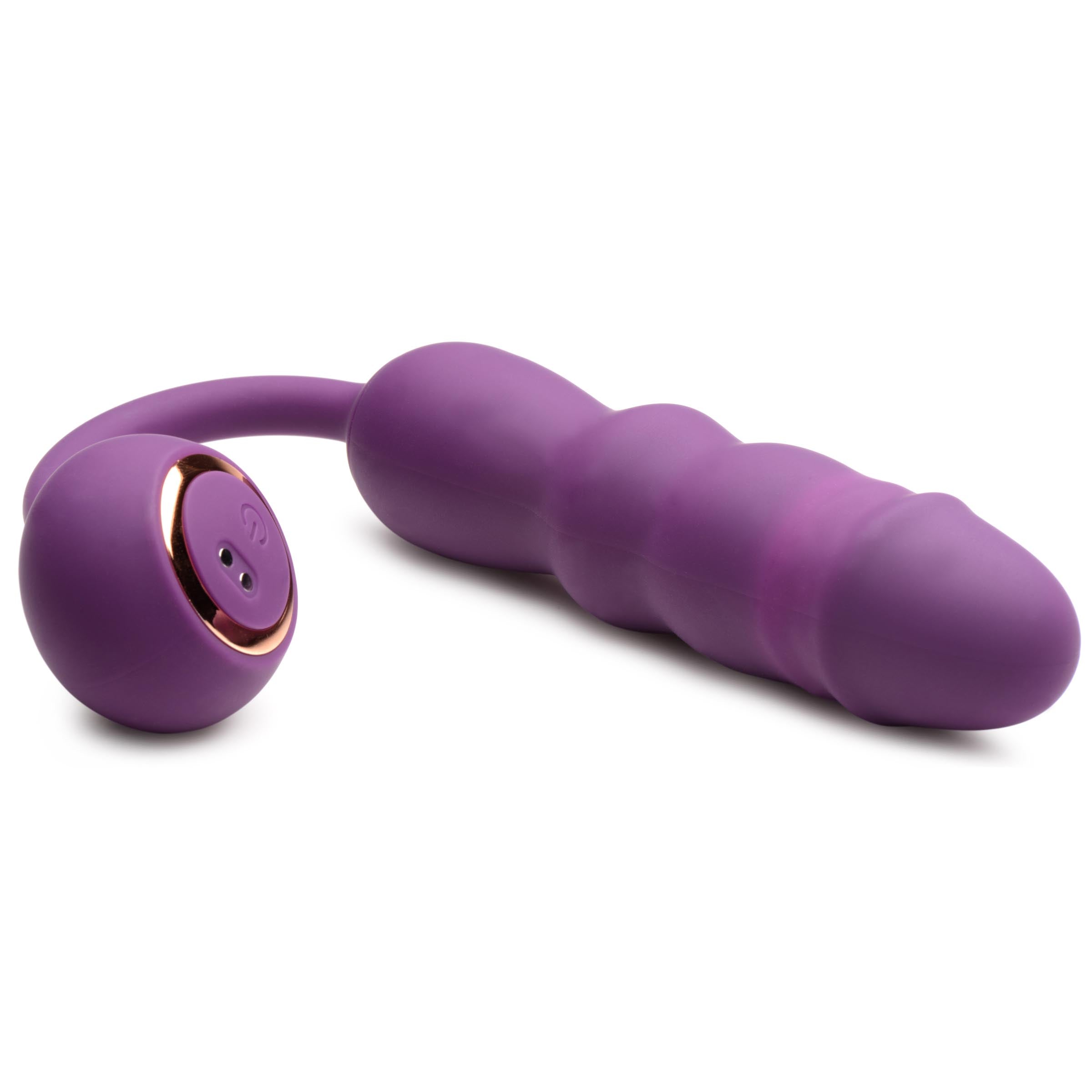 Inmi Thrust Thumper Thrusting Silicone Vibrator with Remote Purple