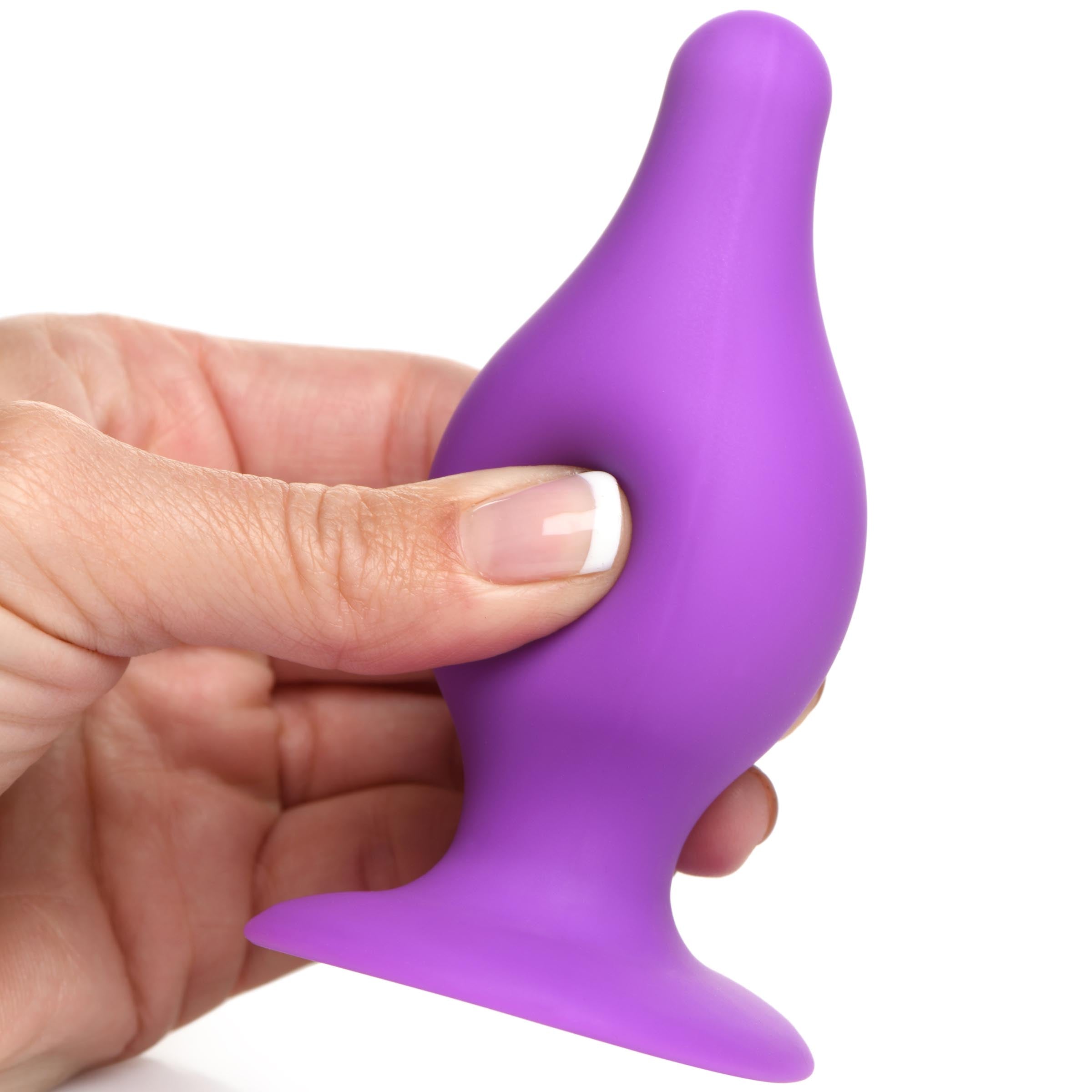 Squeeze-It Squeezable Tapered Medium Anal Plug - Purple Purple