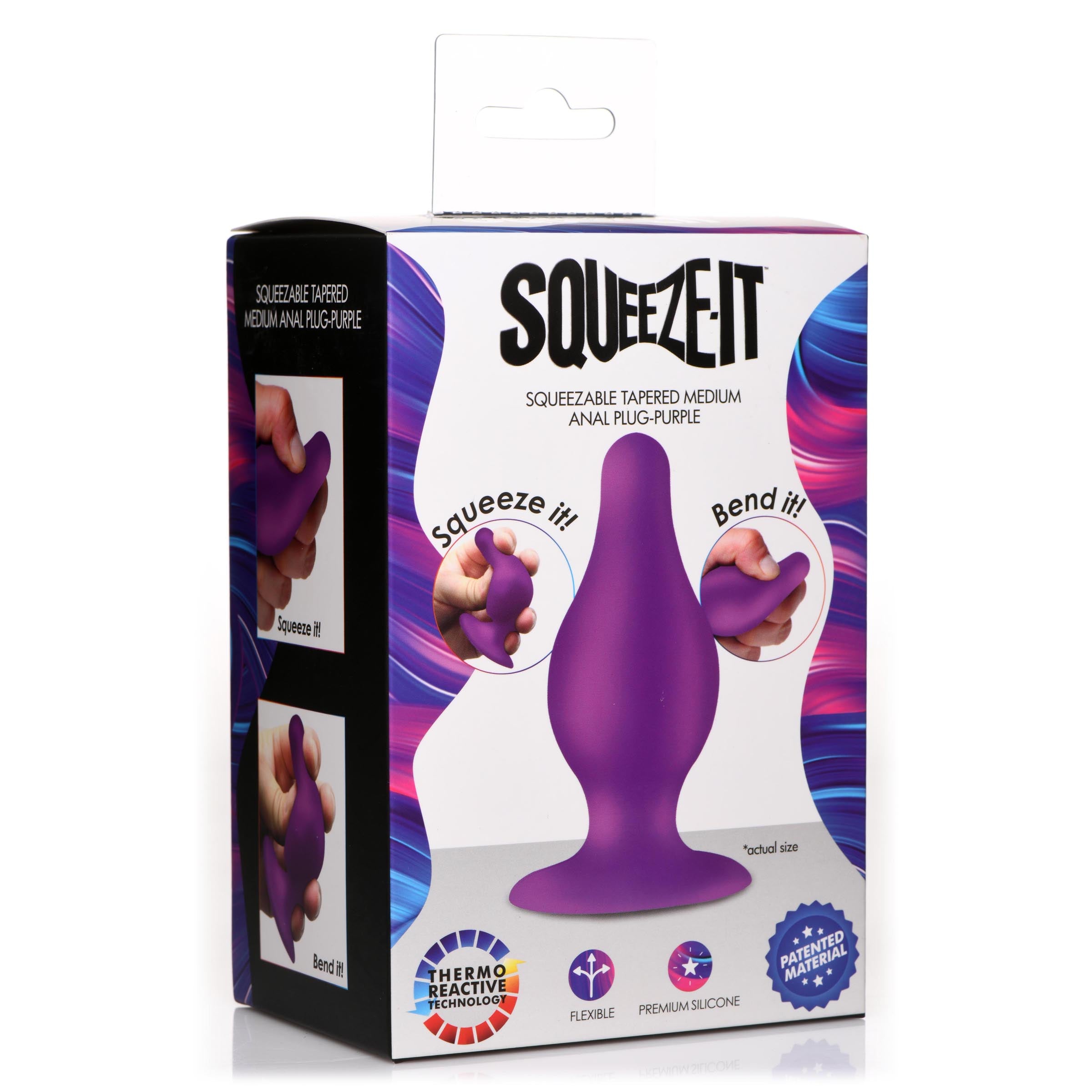 Squeeze-It Squeezable Tapered Medium Anal Plug - Purple Purple