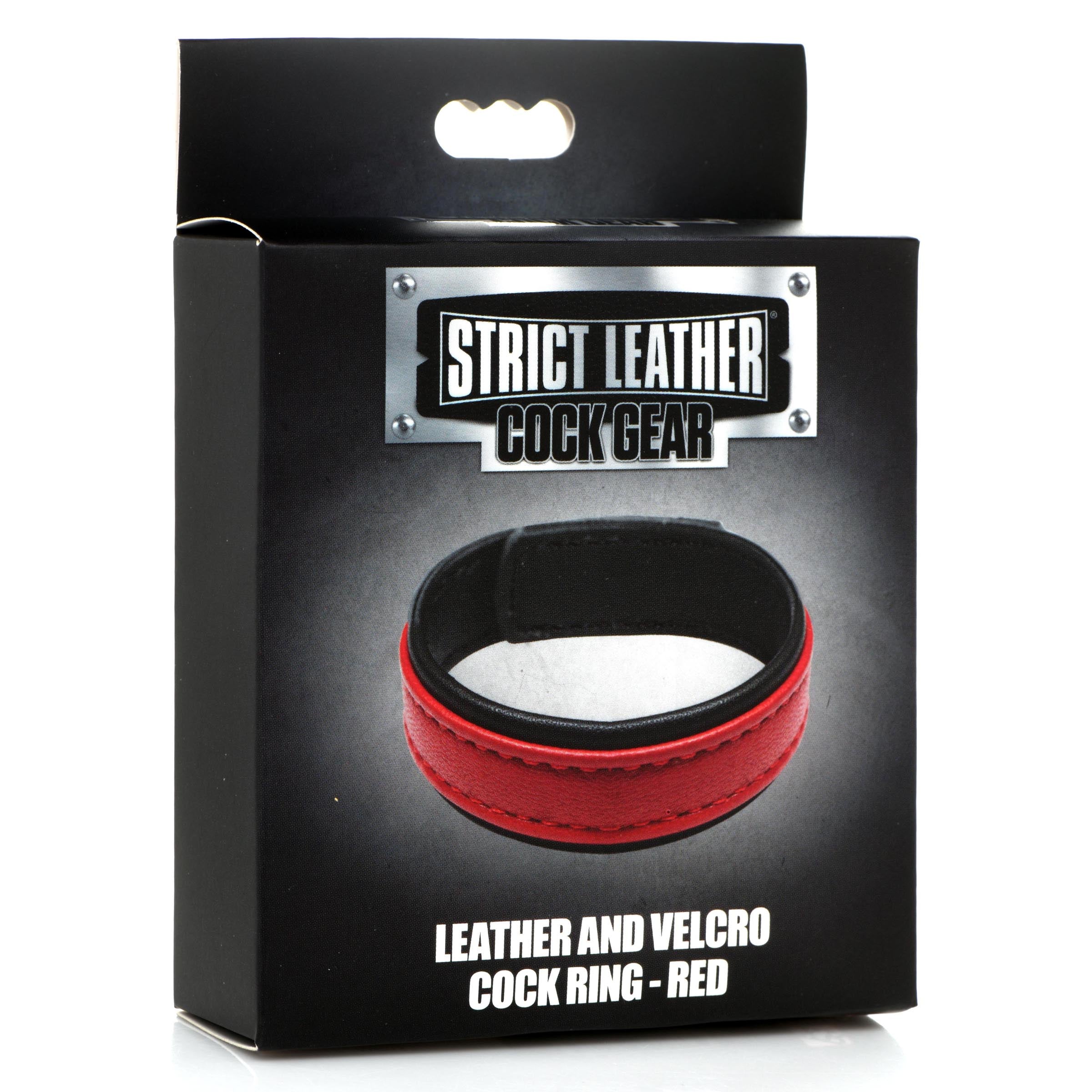 Strict Leather Velcro Leather Cock Ring - Red Red