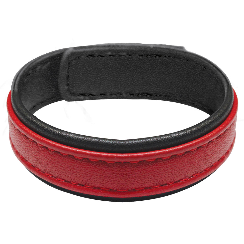 Strict Leather Velcro Leather Cock Ring - Red Red