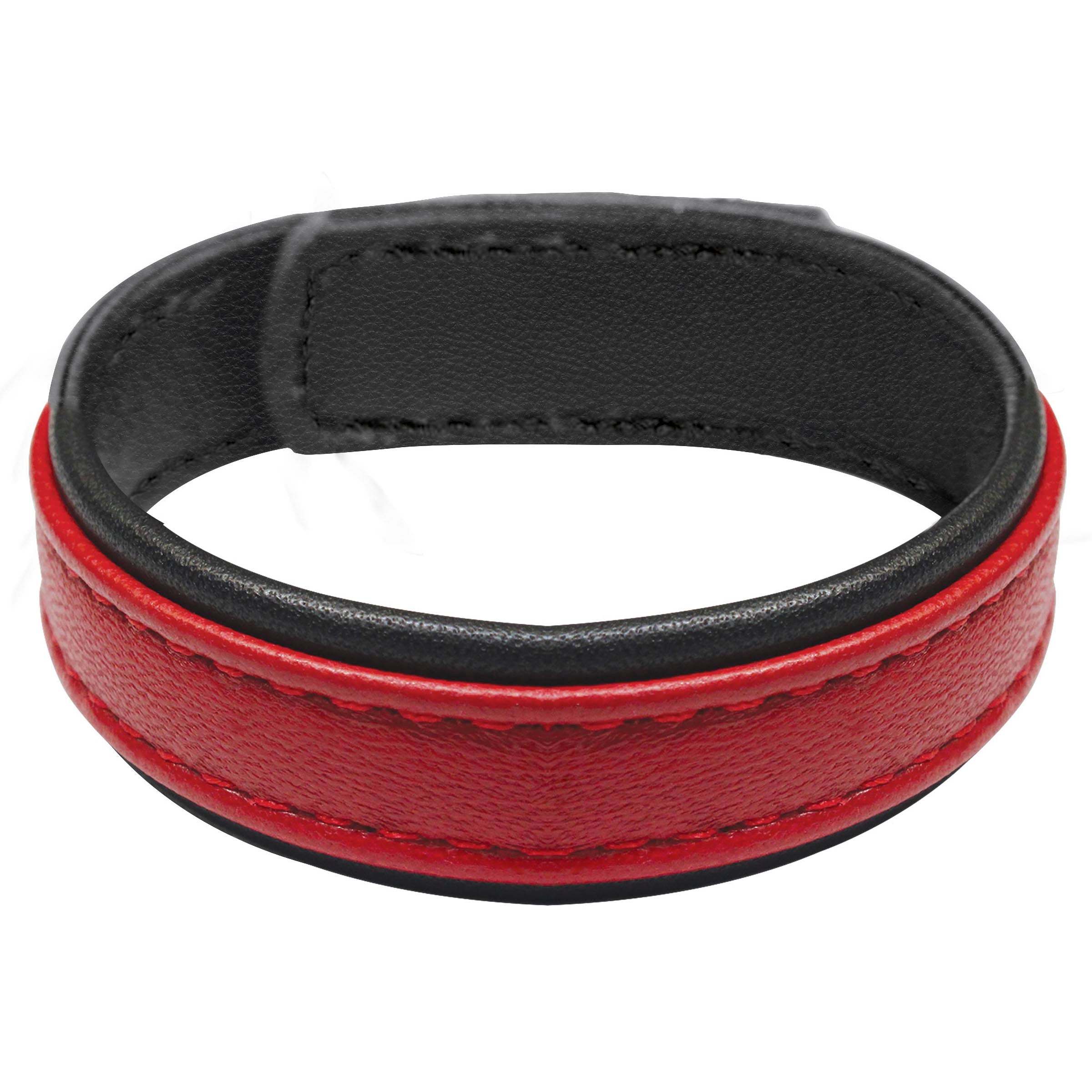 Strict Leather Velcro Leather Cock Ring - Red Red