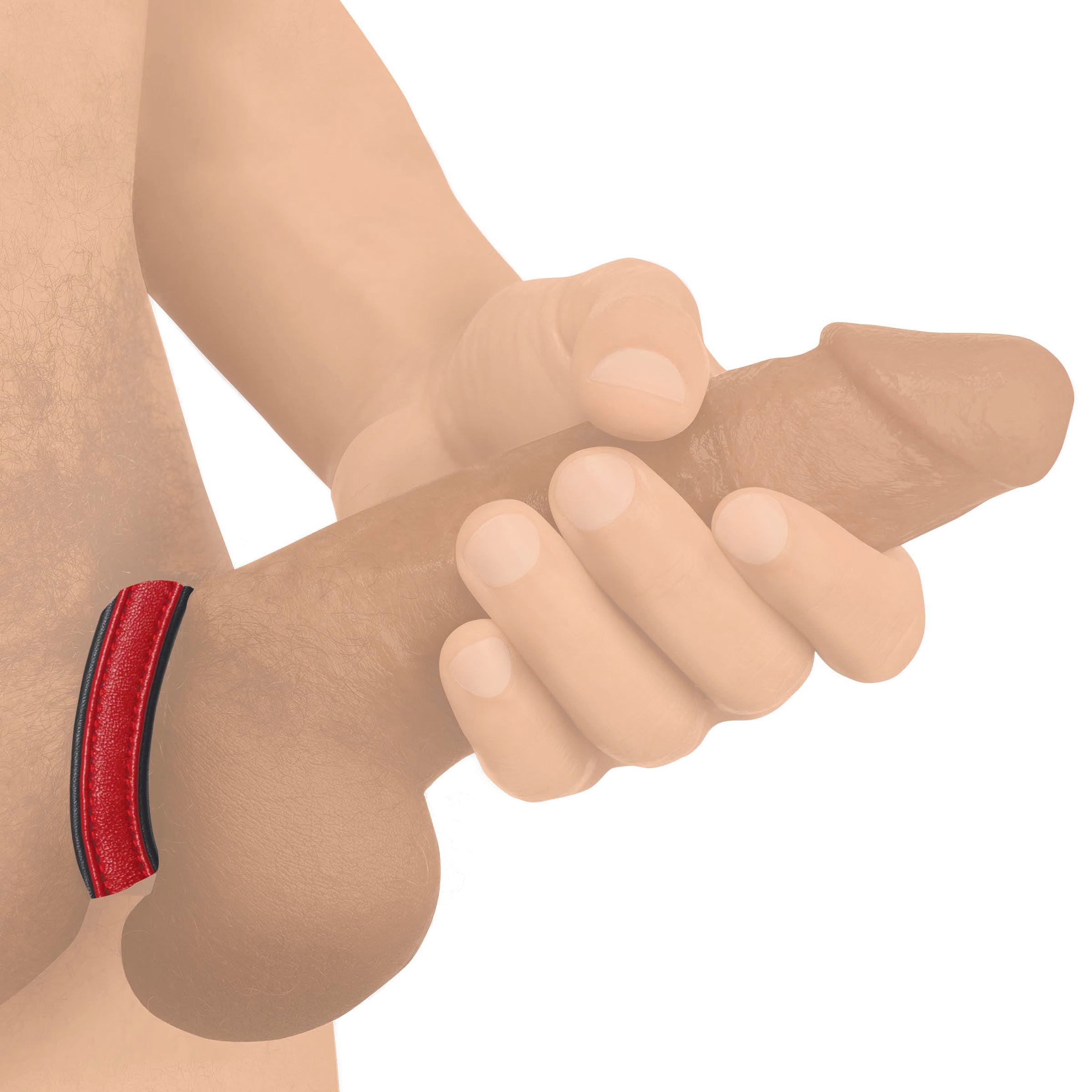 Strict Leather Velcro Leather Cock Ring - Red Red