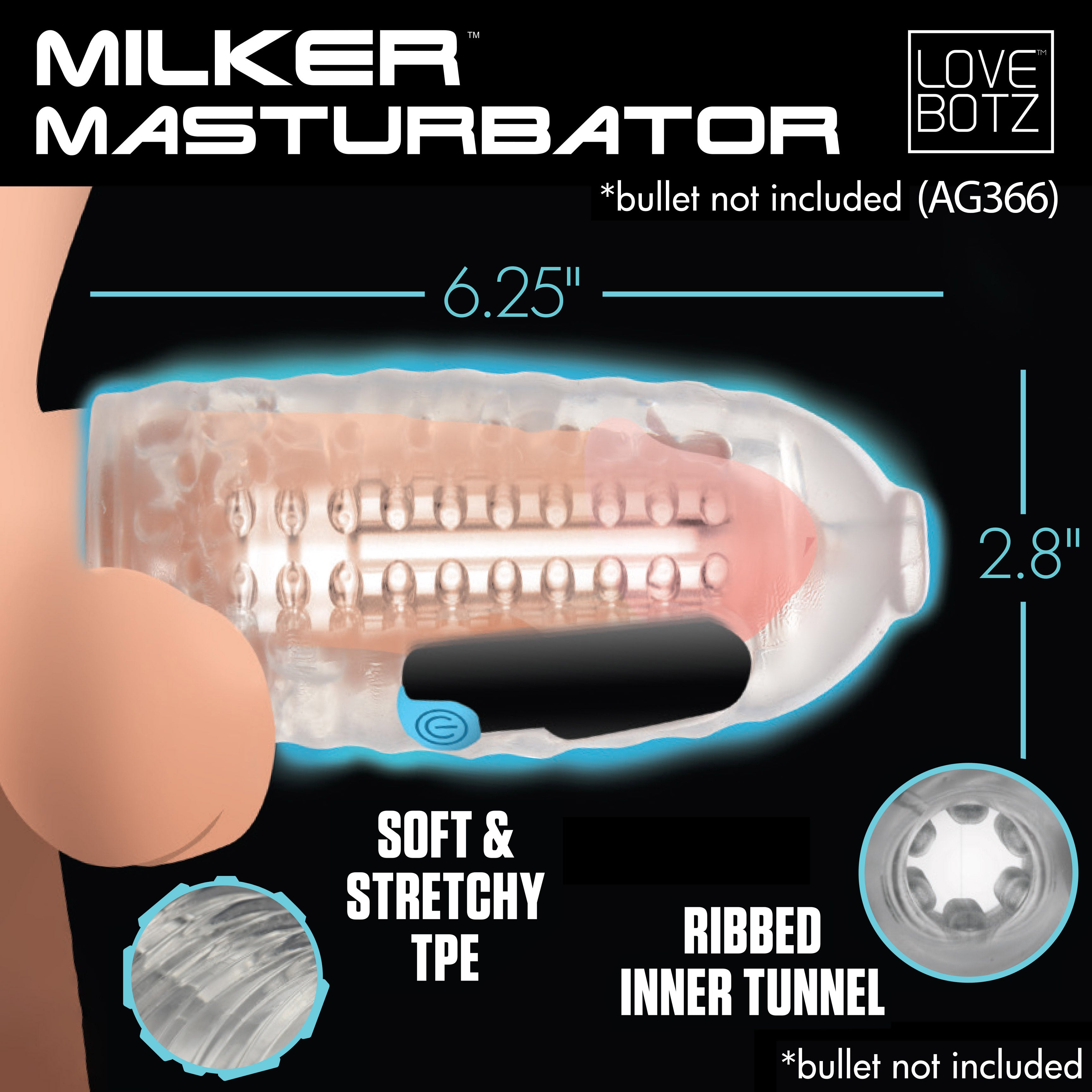 LoveBotz Milker Masturbator Accessory Clear
