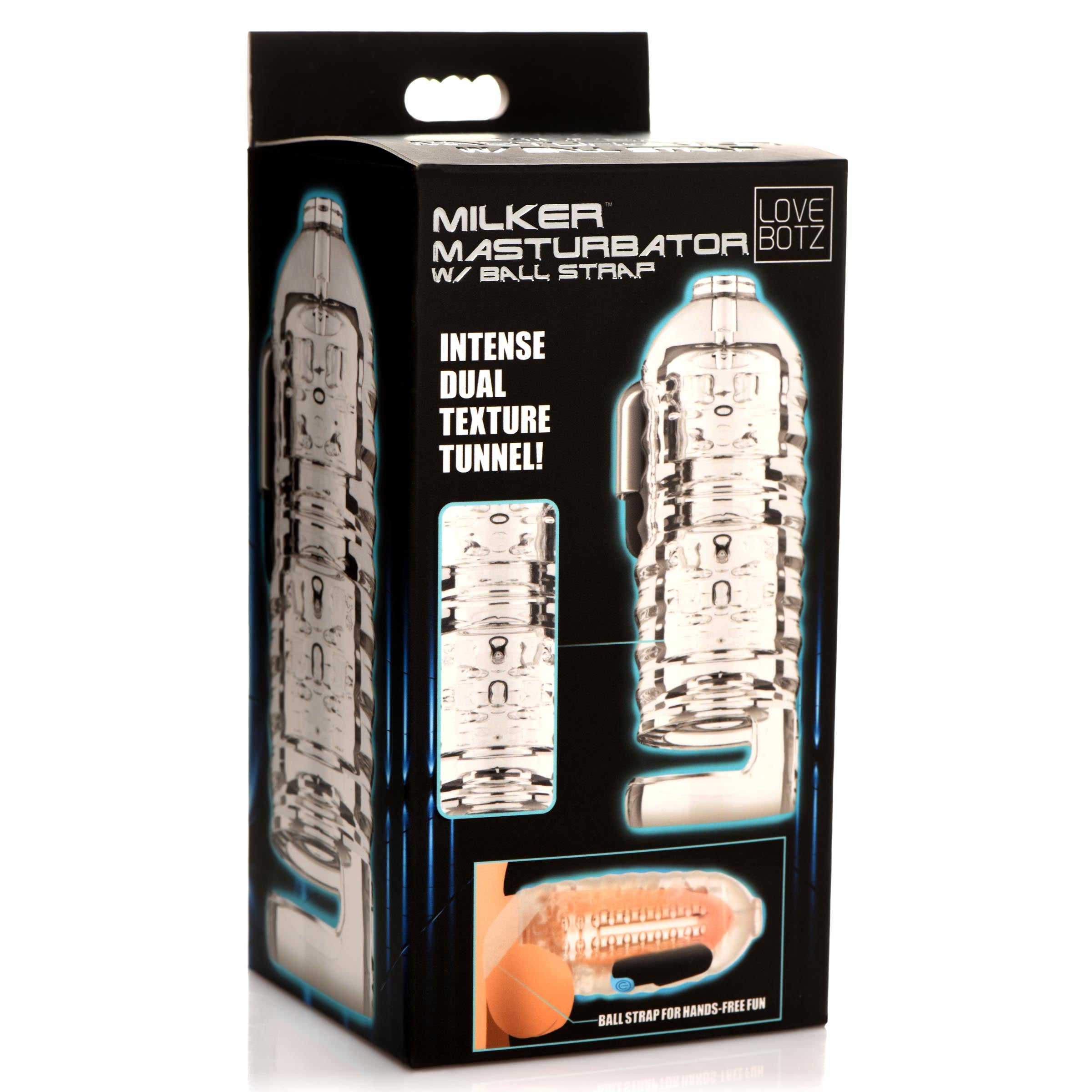 LoveBotz Milker Masturbator with Ball Strap Clear