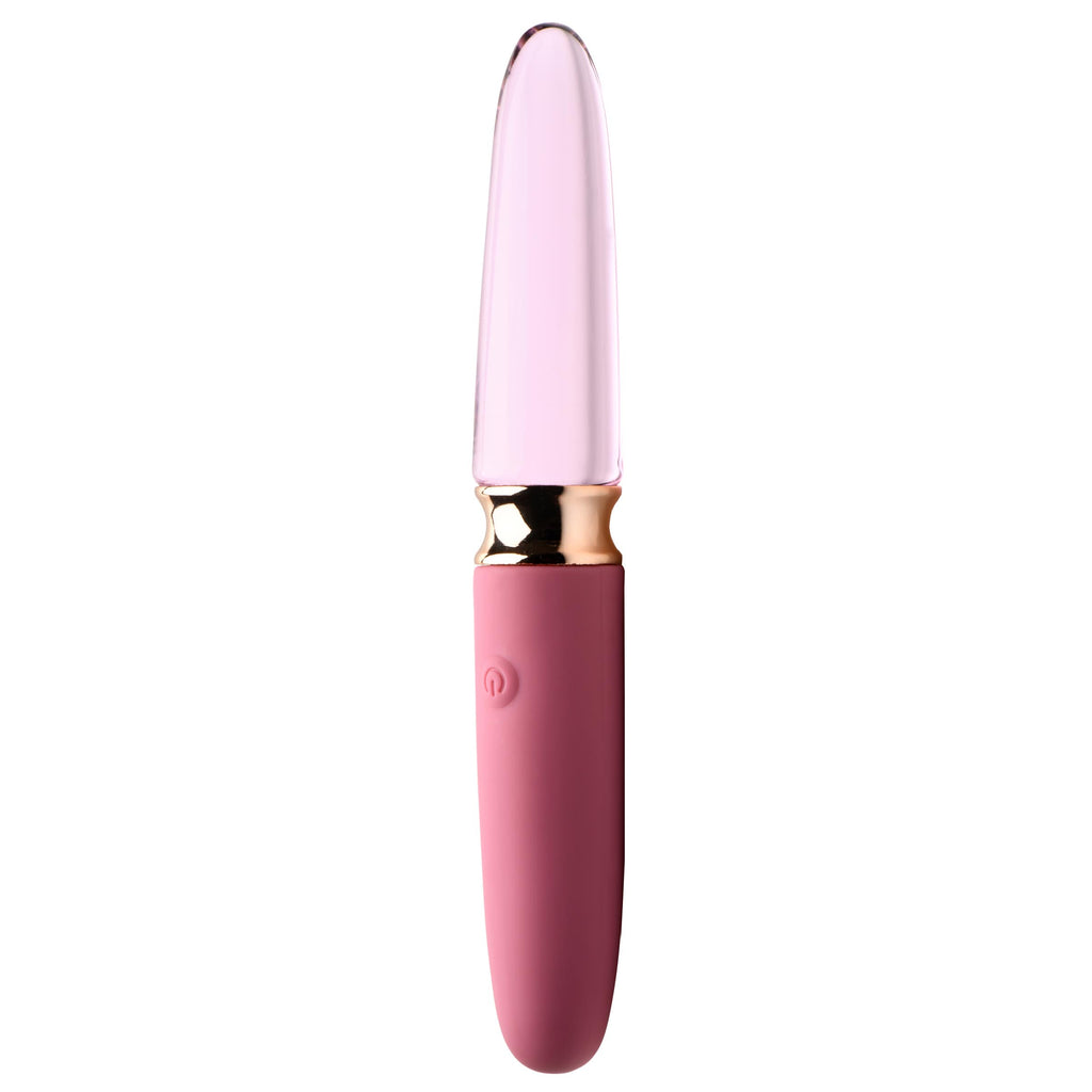 Prisms Erotic Glass 10X Rosé Dual Ended Smooth Silicone and Glass Vibrator Pink