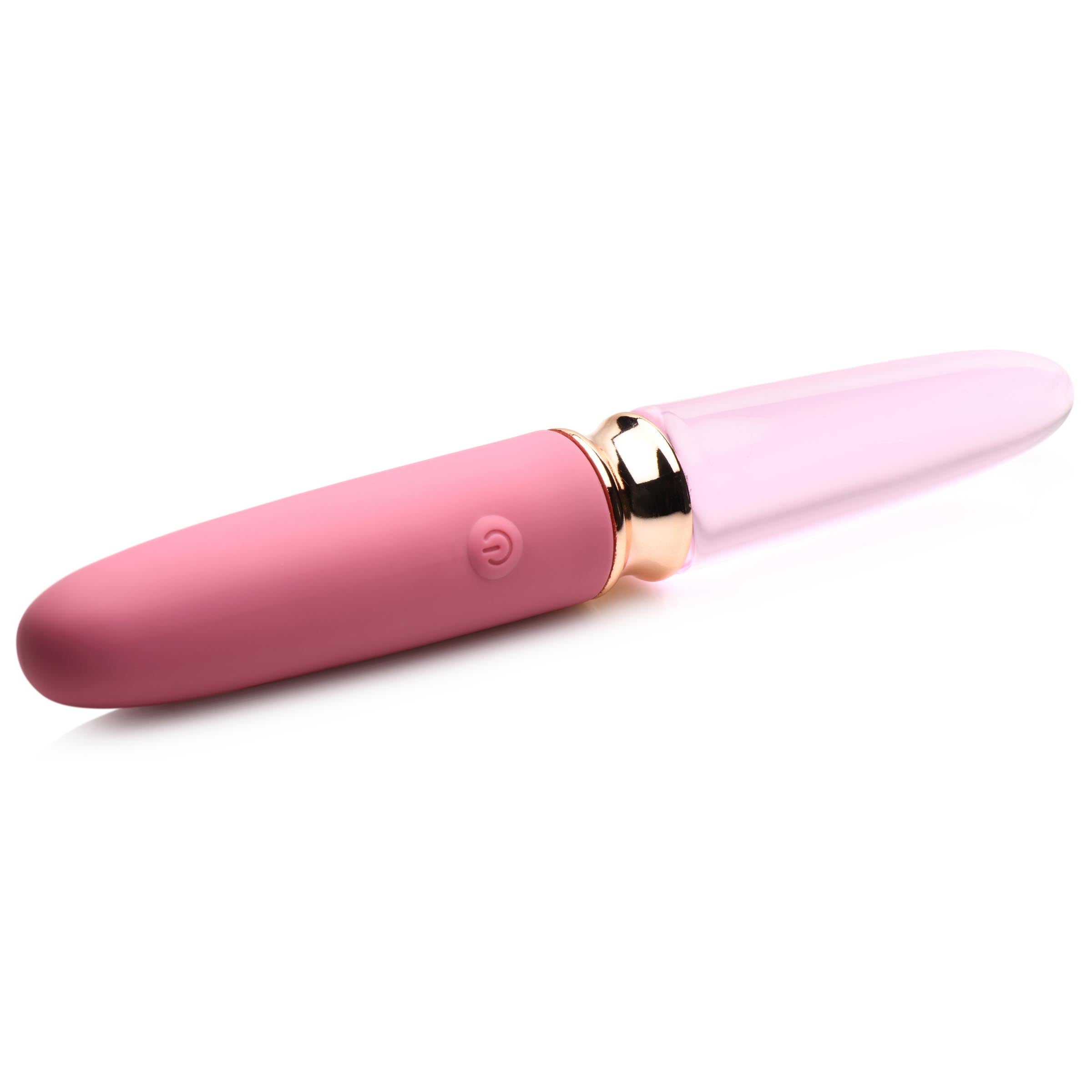 Prisms Erotic Glass 10X Rosé Dual Ended Smooth Silicone and Glass Vibrator Pink