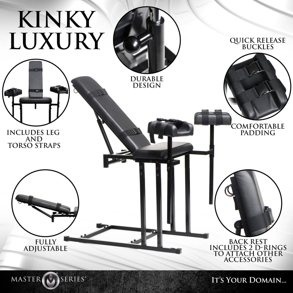 Master Series Obedience Adjustable Bondage Chair Black