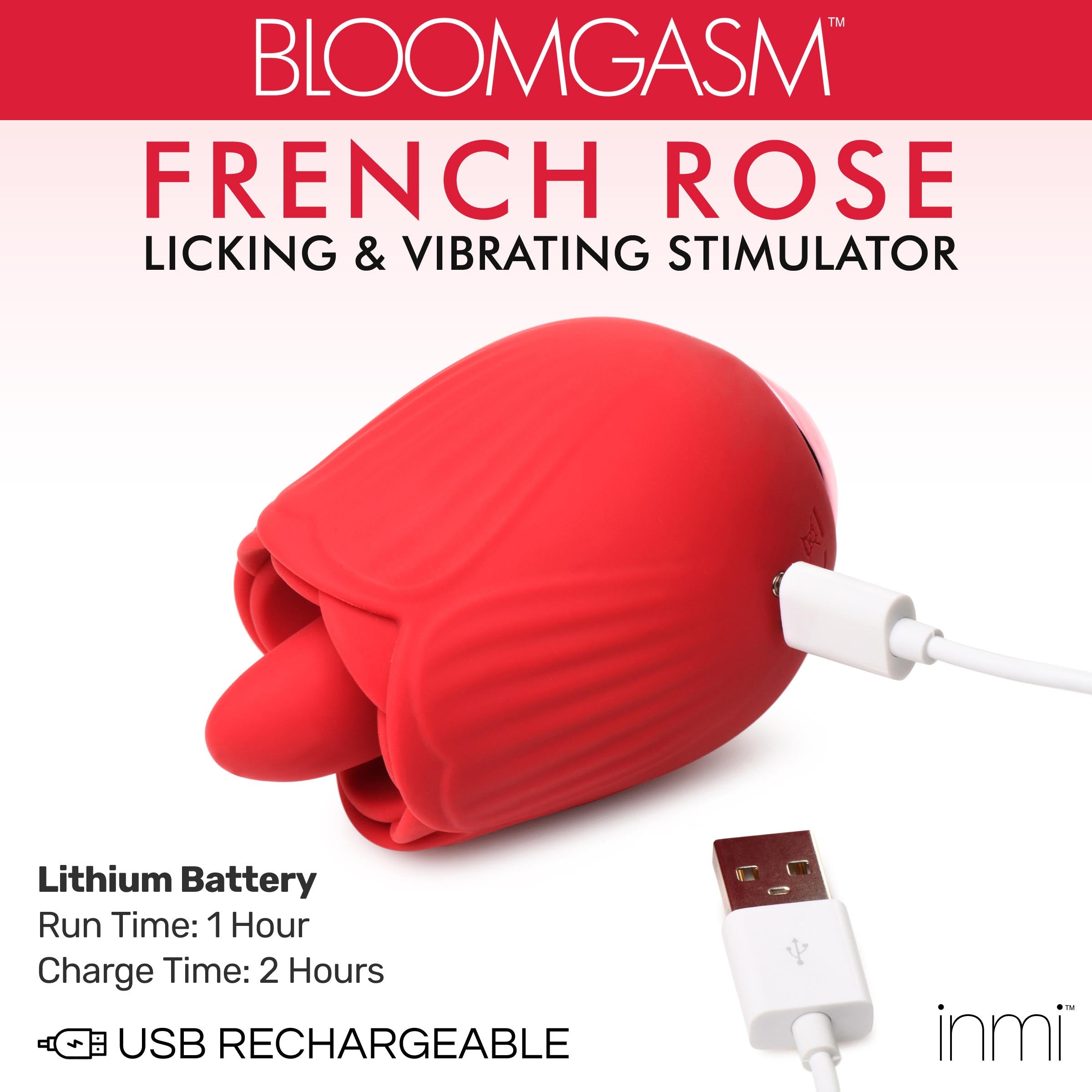 Bloomgasm 10X French Rose Licking and Vibrating Stimulator Red