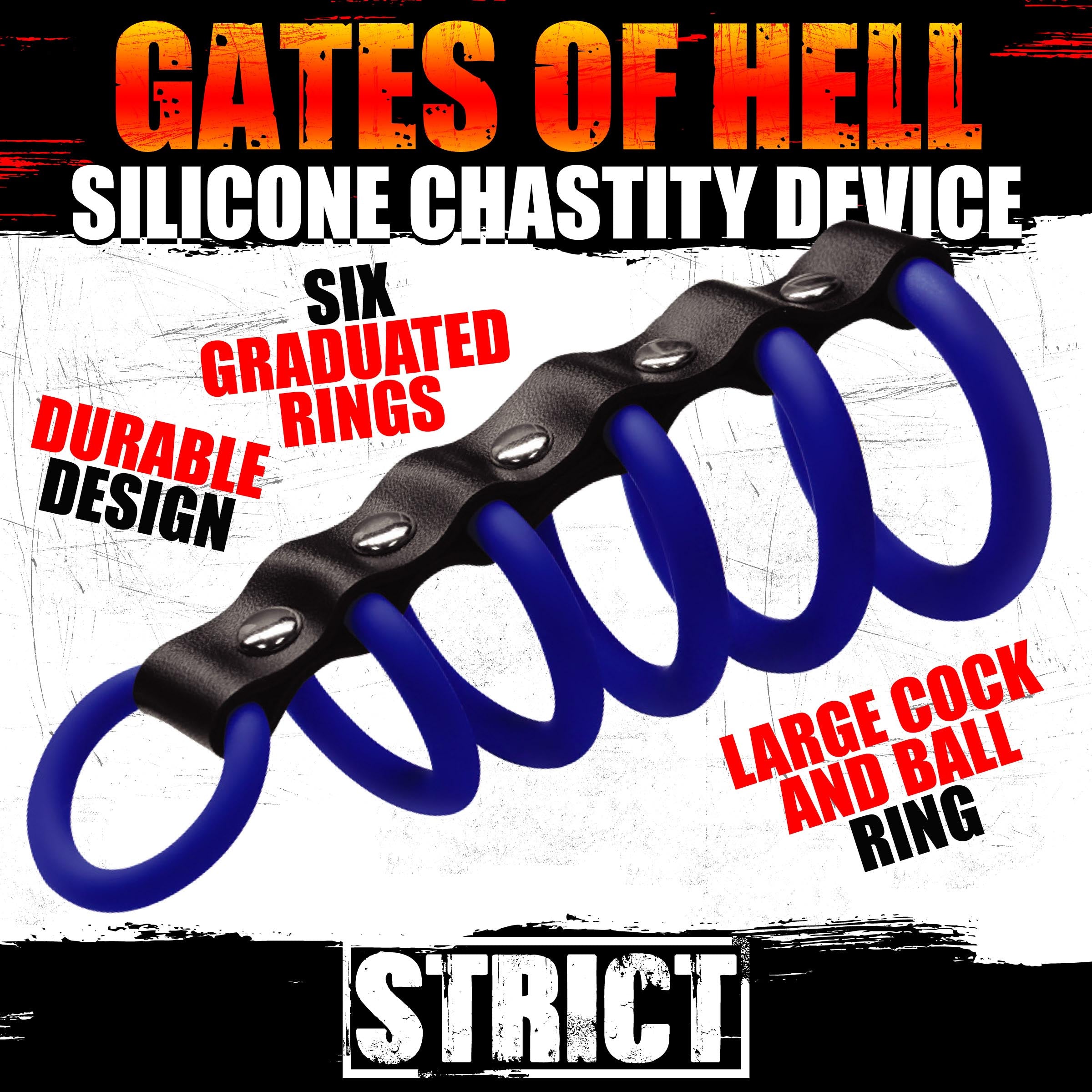 Strict Silicone Gates of Hell Chastity Device Blue