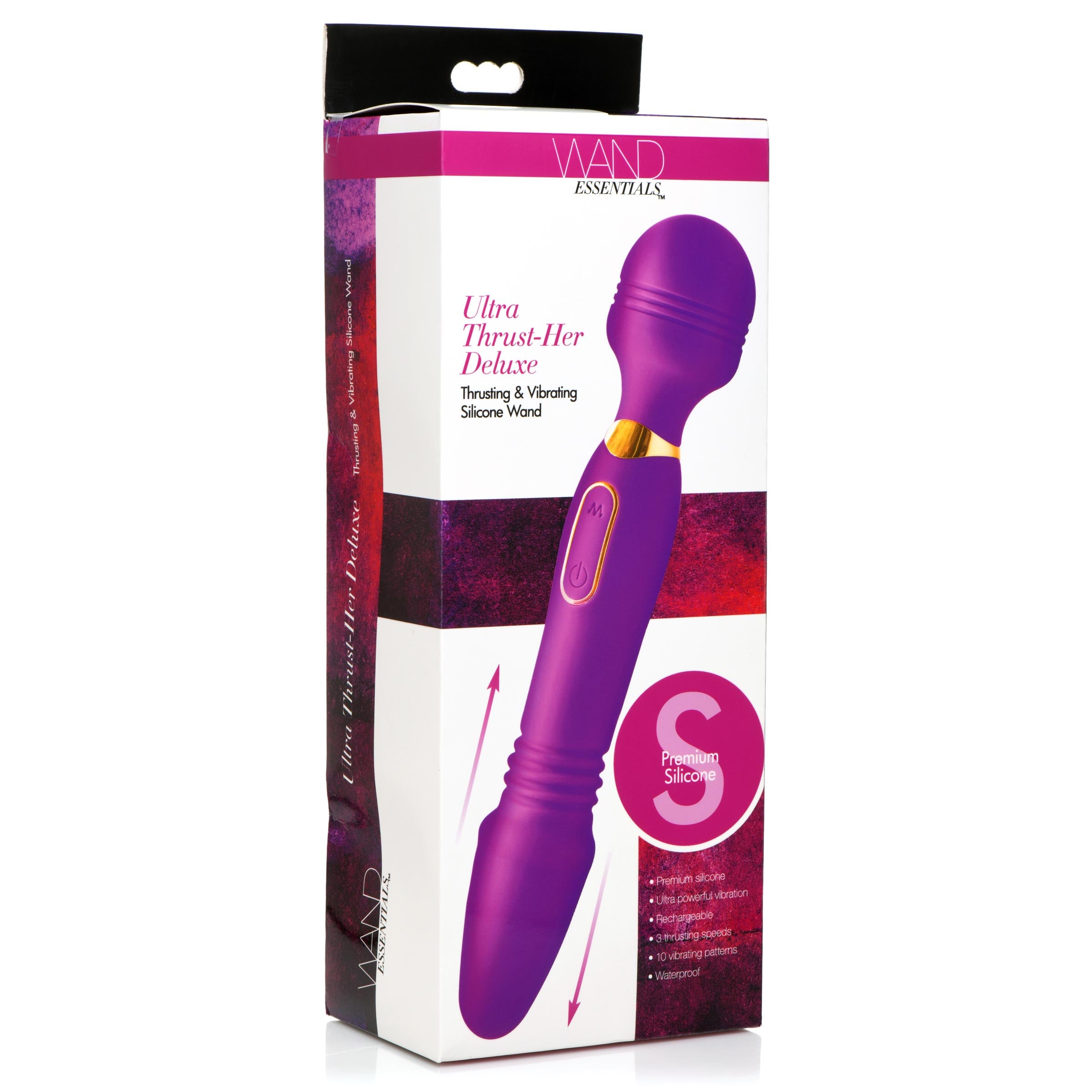 Wand Essentials Ultra Thrust-Her Deluxe Thrusting and Vibrating Silicone Wand Purple