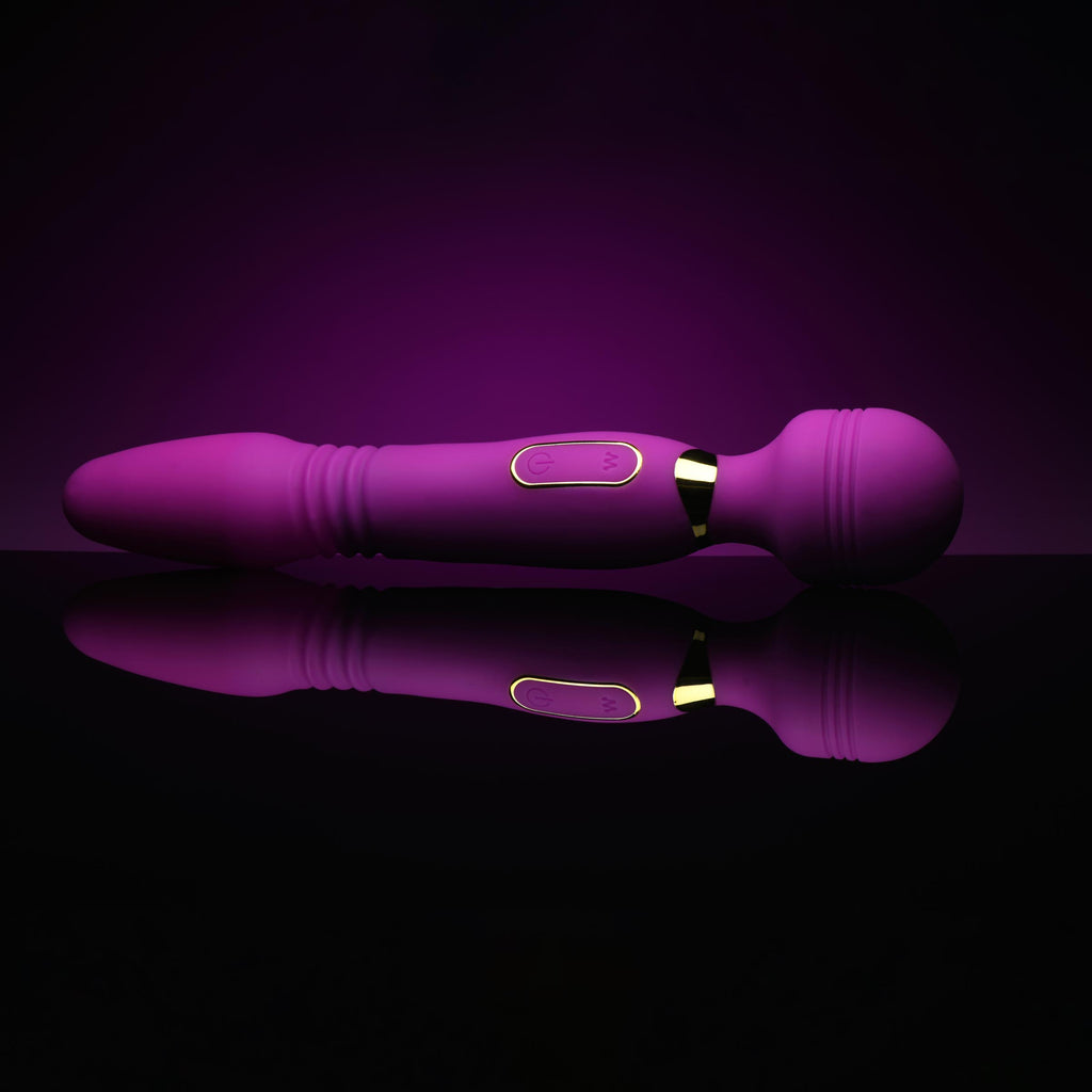 Wand Essentials Ultra Thrust-Her Deluxe Thrusting and Vibrating Silicone Wand Purple