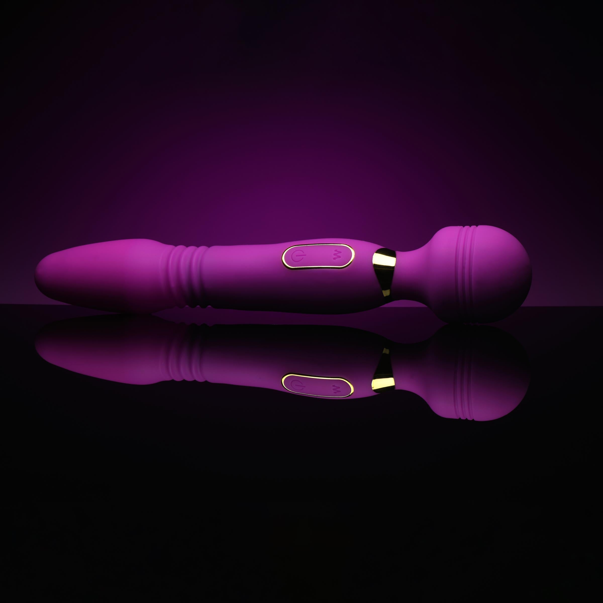 Wand Essentials Ultra Thrust-Her Deluxe Thrusting and Vibrating Silicone Wand Purple