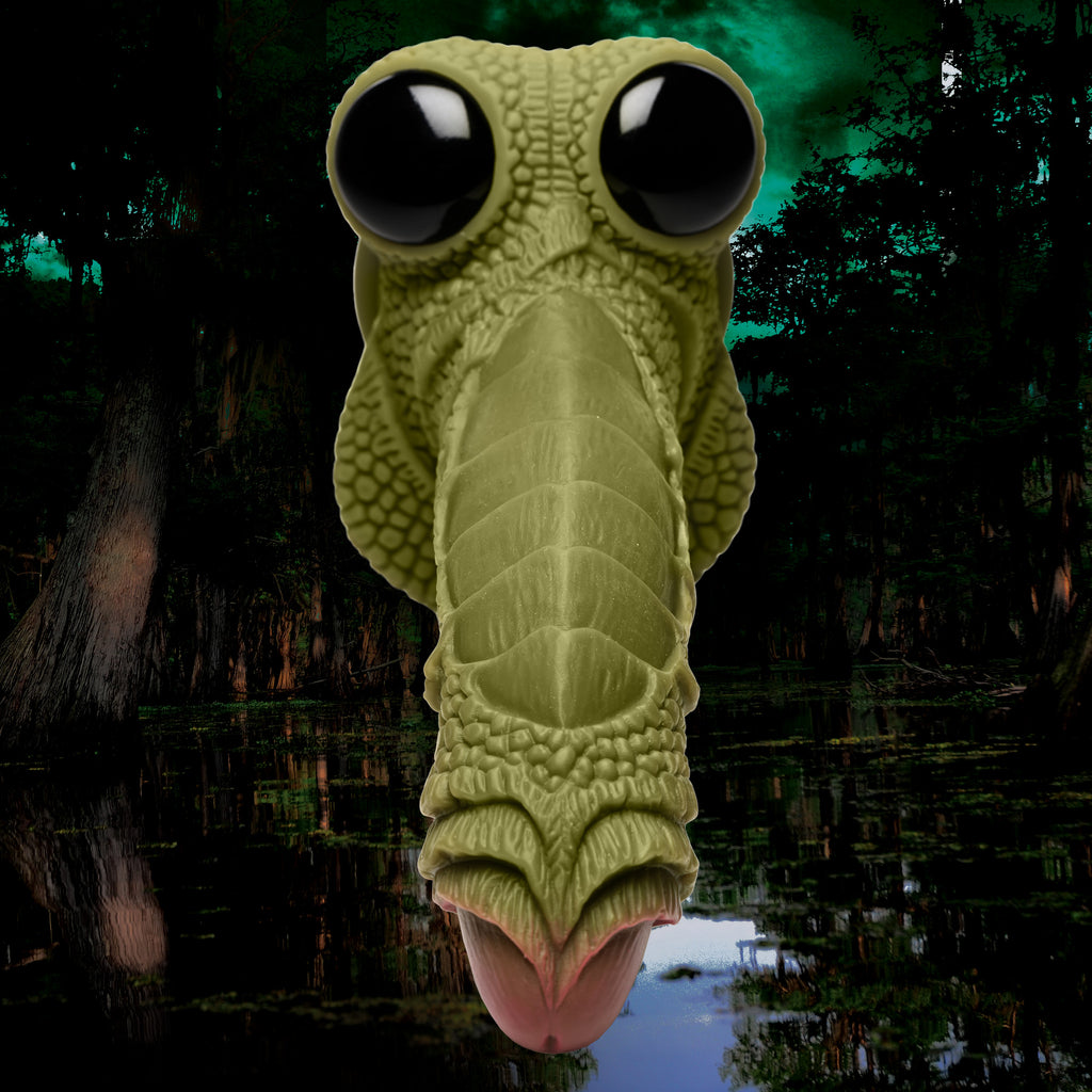 Creature Cocks Swamp Monster Green Scaly Silicone Dildo Green