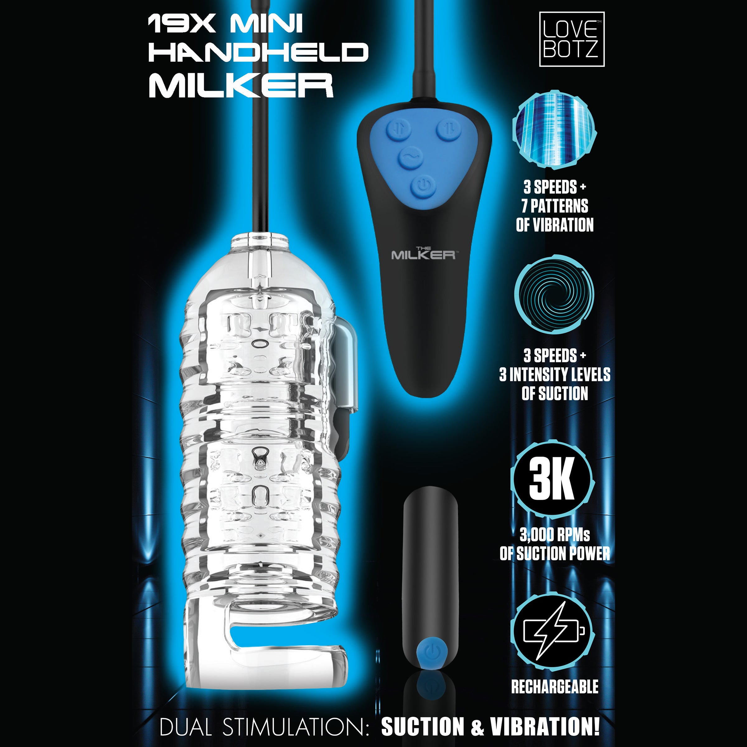 LoveBotz 19X Mini Handheld Milker Multi