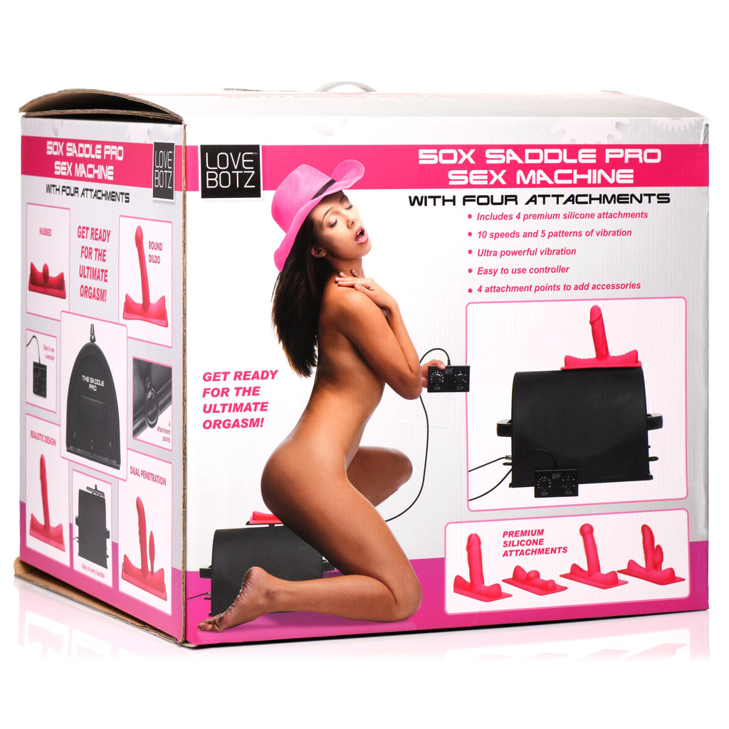 LoveBotz 50X Saddle Pro Sex Machine with 4 Attachments Black